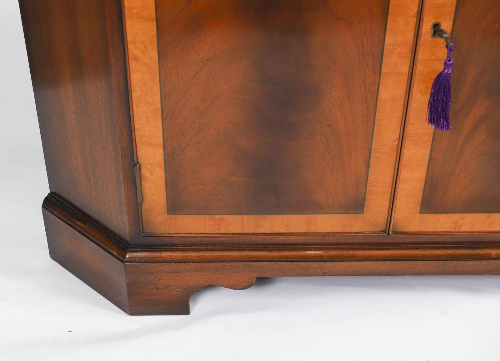 Pair Vintage English Flame Mahogany Corner Display Cabinets Harrods 20thc photo buy