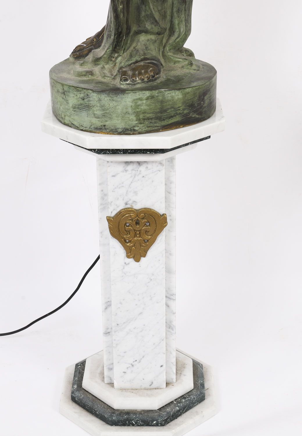 8750.0 Antique Pair Large 7ft Bronze Libertas Figural Torcheres Lamps F. De Luca C1910 photo