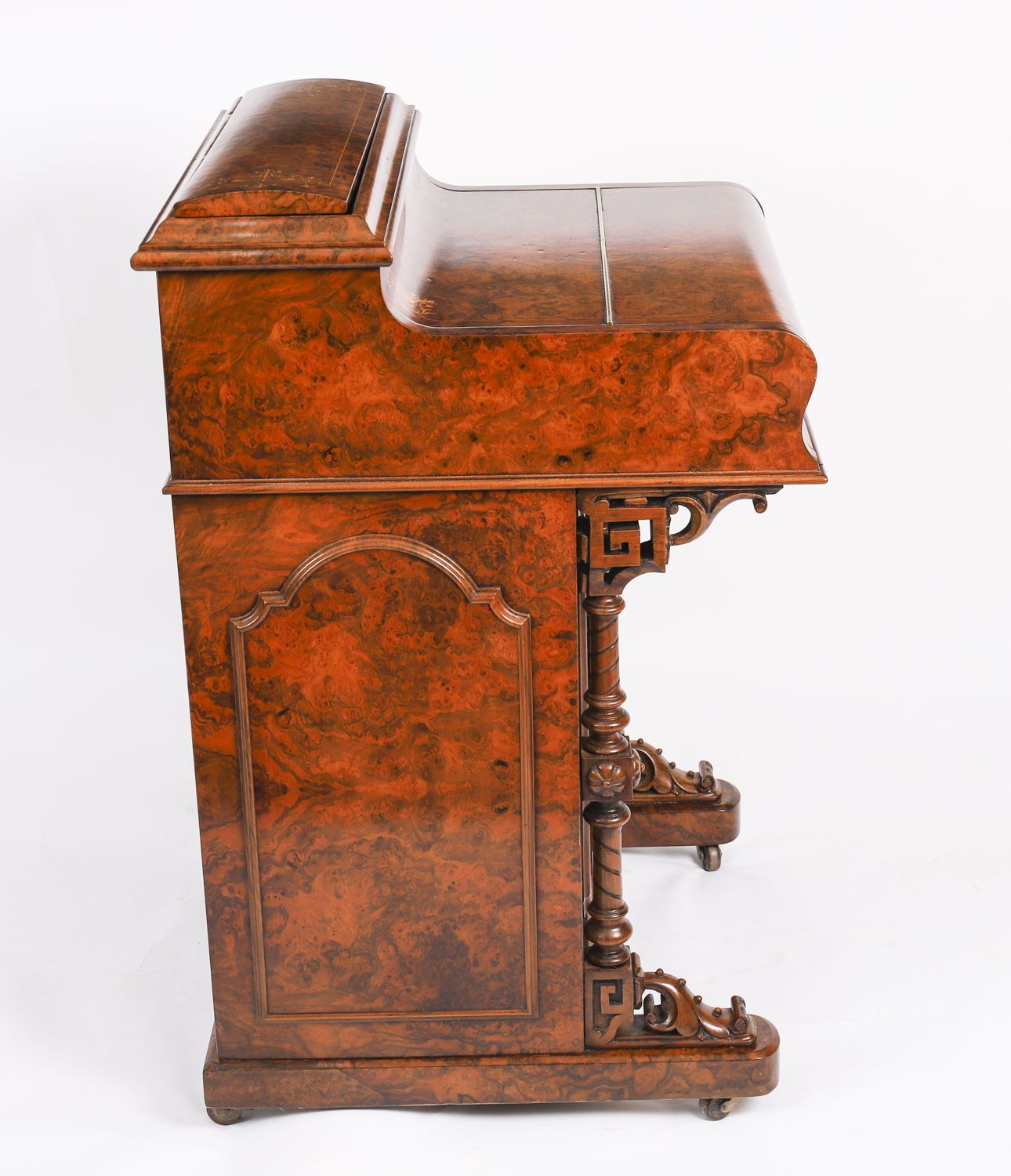 3200.0 Victorian Burr Walnut  & Inlaid Pop Up Davenport Desk  19th C photo