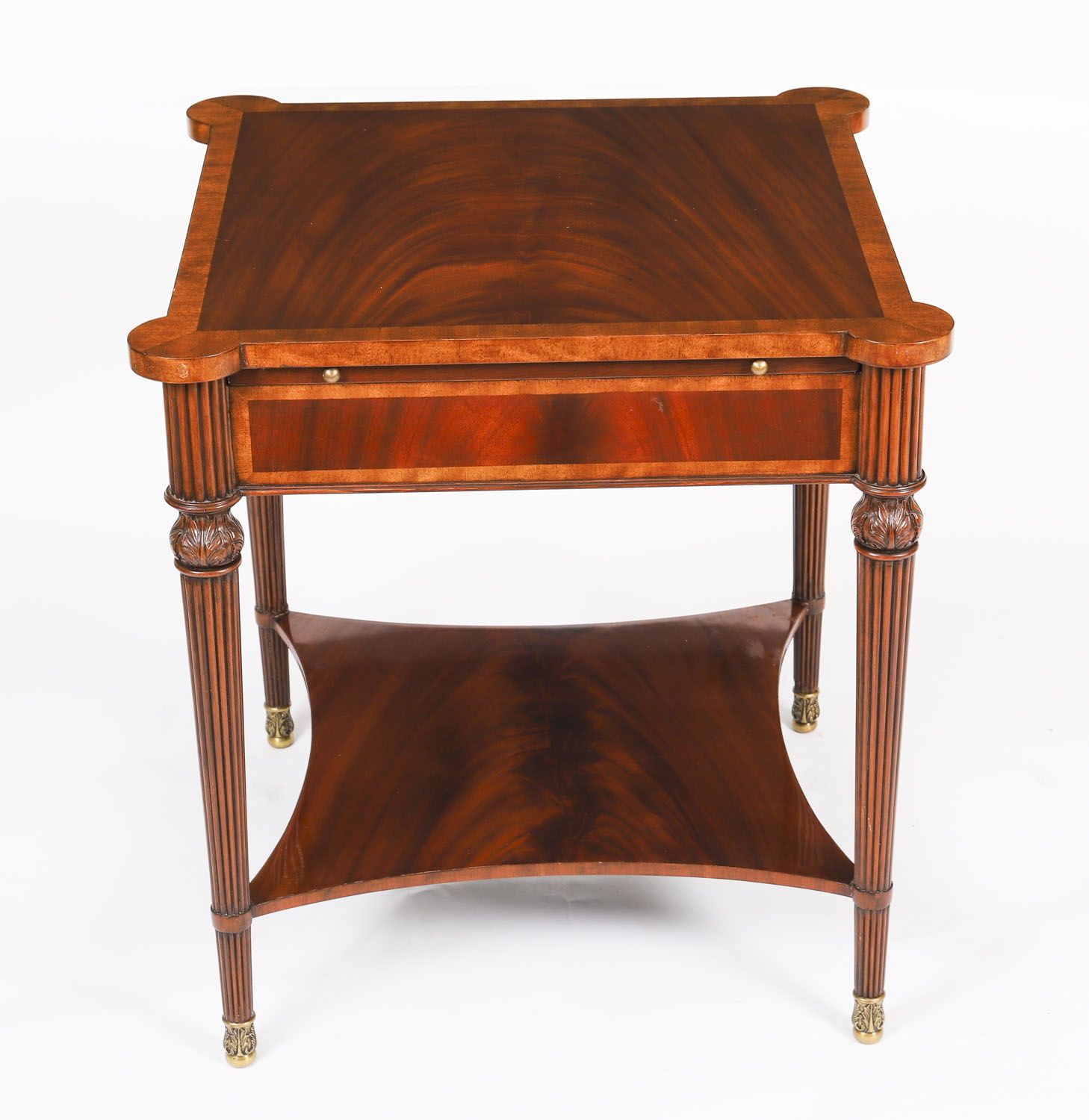 Vintage Pair Flame Mahogany Occasional Tables 20th C photo Furniture