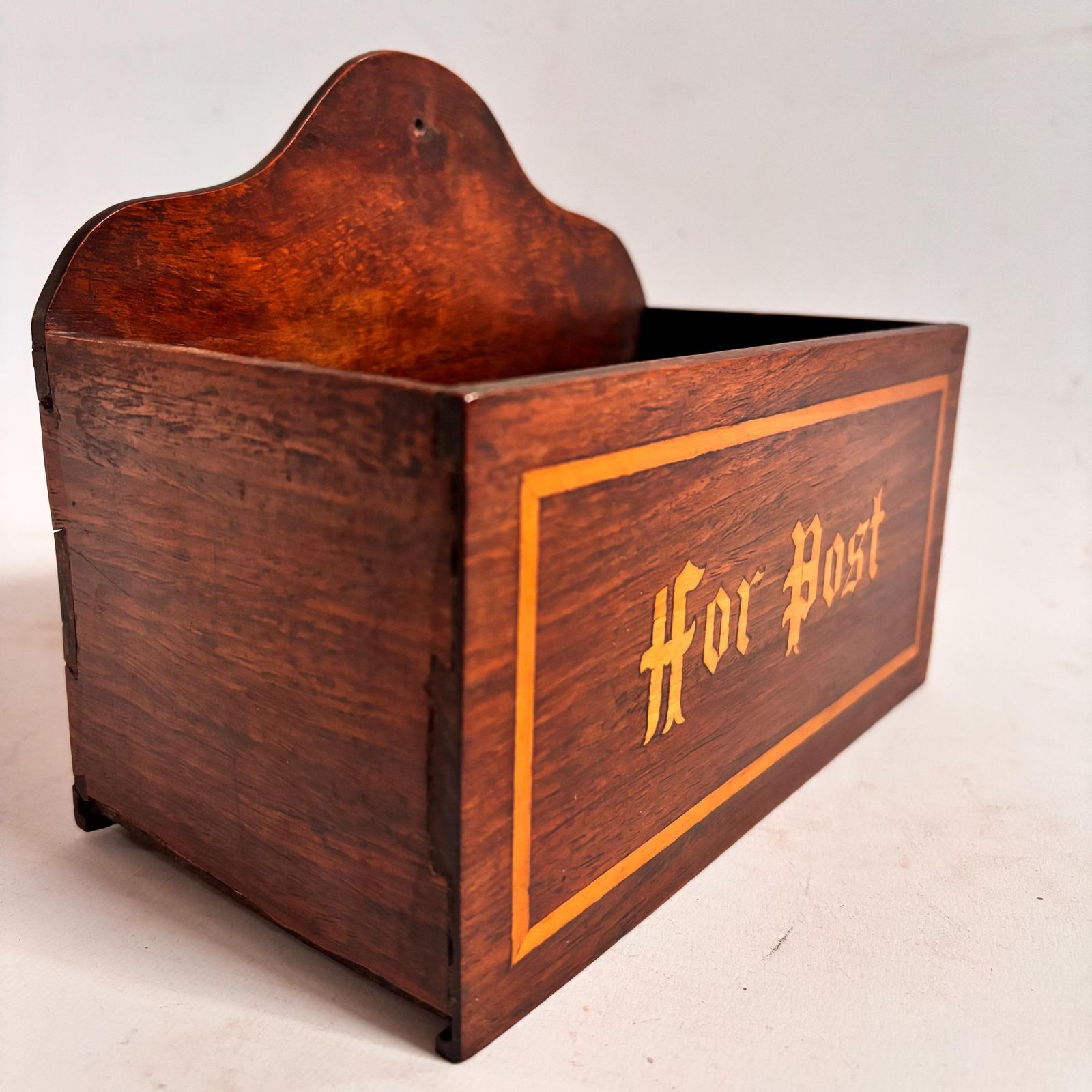 Antique English Marquetry Wall Letter Rack – “For Post” Late Victorian / Edwardian | C.1890–1910 photo Home Decor