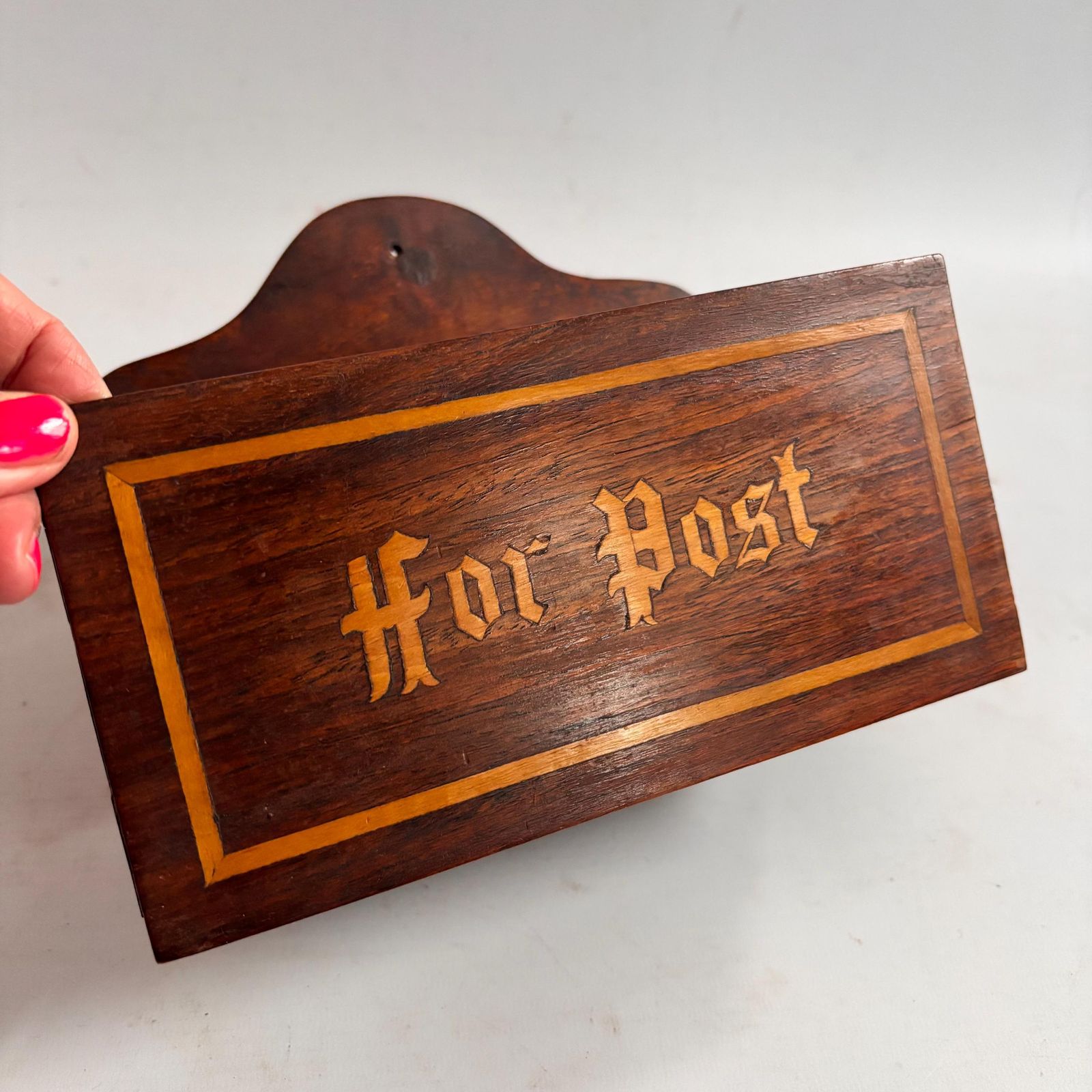 photo furniture Antique English Marquetry Wall Letter Rack – “For Post” Late Victorian / Edwardian | C.1890–1910