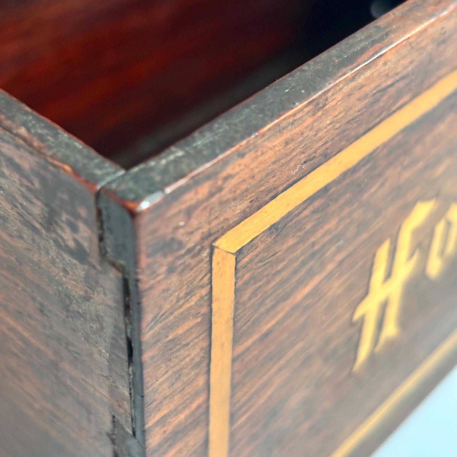 169.0 Antique English Marquetry Wall Letter Rack – “For Post” Late Victorian / Edwardian | C.1890–1910 photo