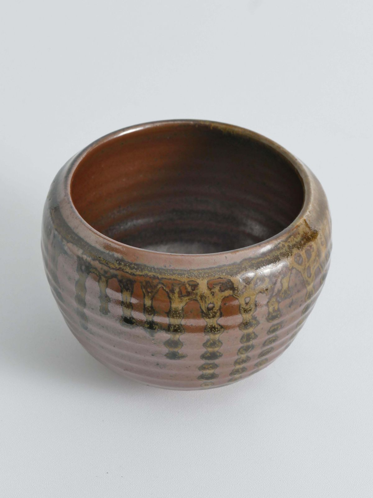 Midcentury Modern Stoneware Bowl Dripping Motif In The Style Of Margaret Rey photo Home Decor