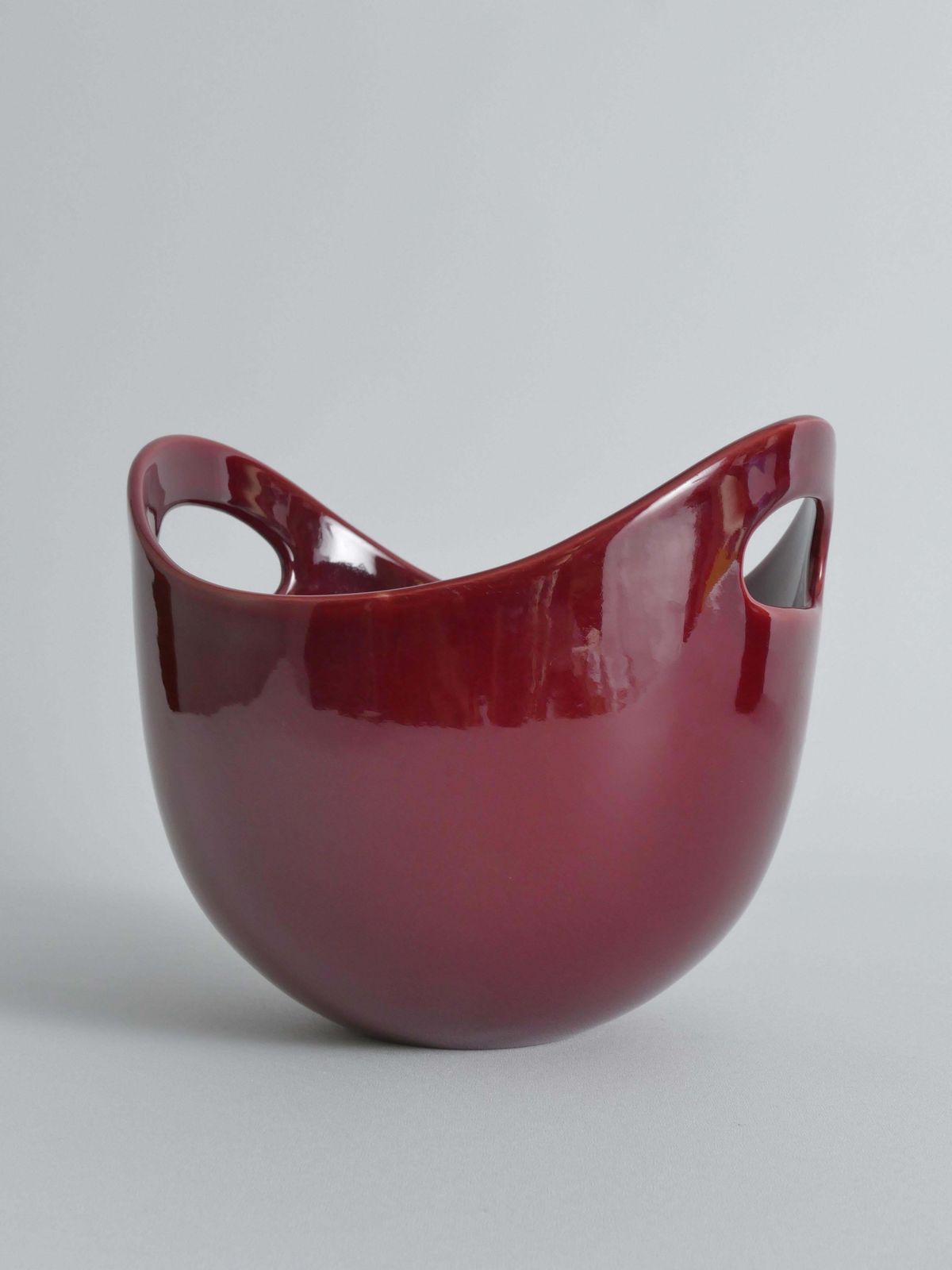 Scandinavian Modern Merlot Red Stoneware Bowl By Syco, Sweden, 1950s photo for sale