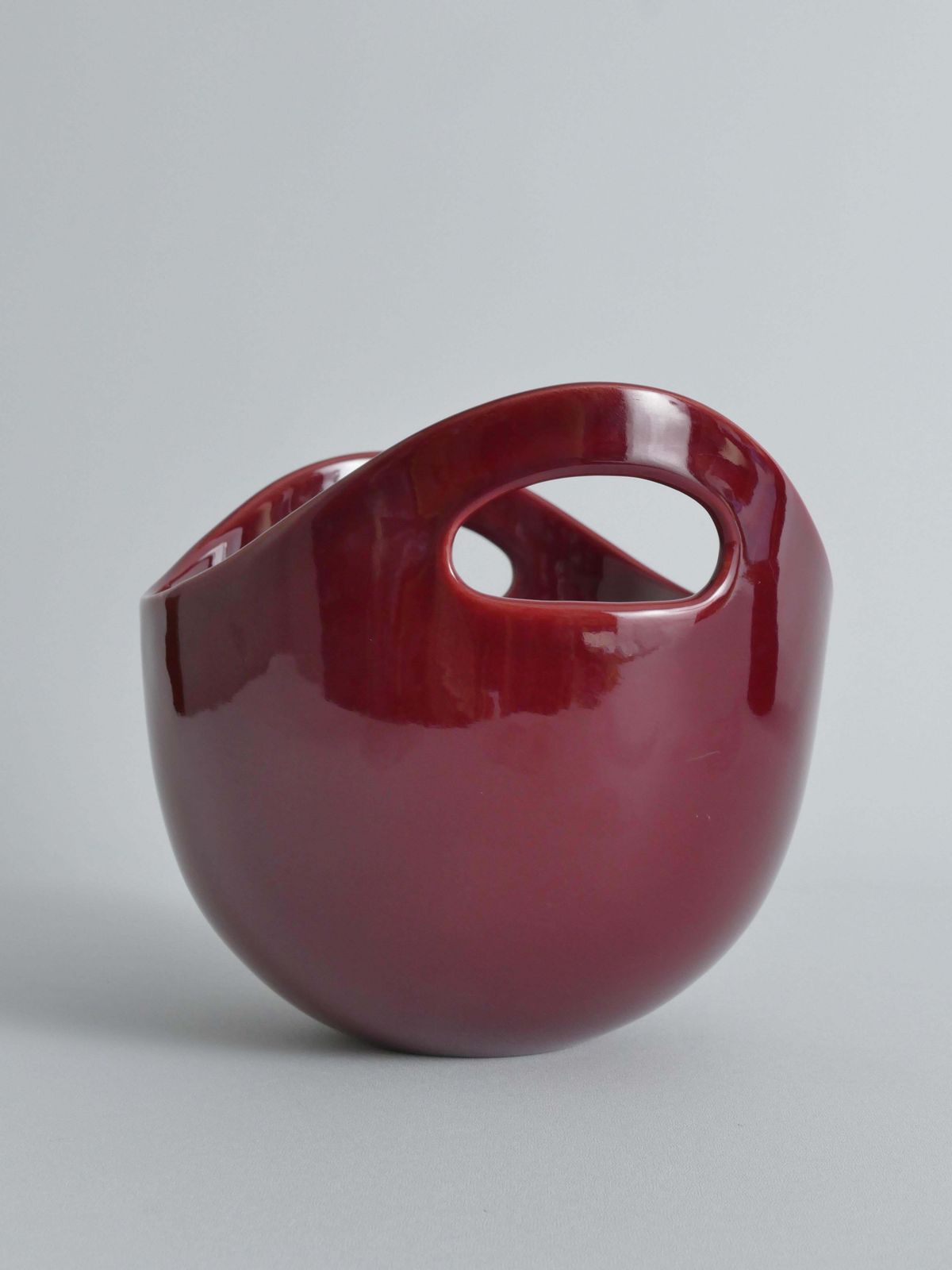 Scandinavian Modern Merlot Red Stoneware Bowl By Syco, Sweden, 1950s photo 178.0