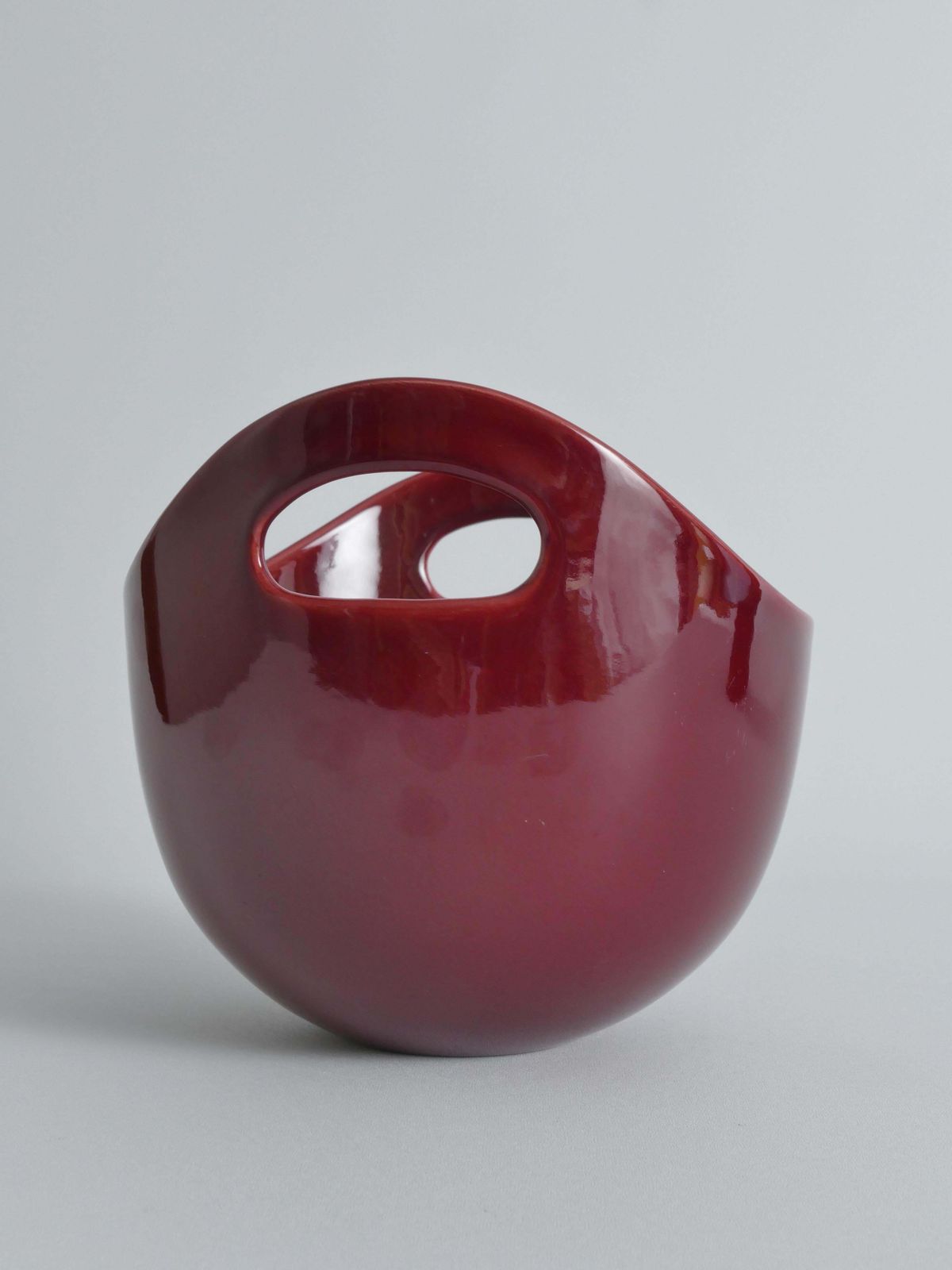 Scandinavian Modern Merlot Red Stoneware Bowl By Syco, Sweden, 1950s photo buy