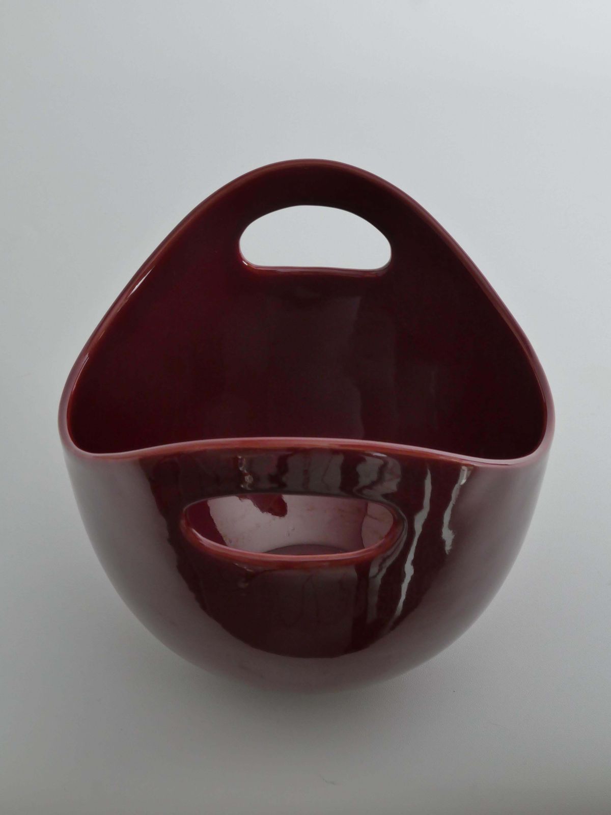 photo vinterior Scandinavian Modern Merlot Red Stoneware Bowl By Syco, Sweden, 1950s