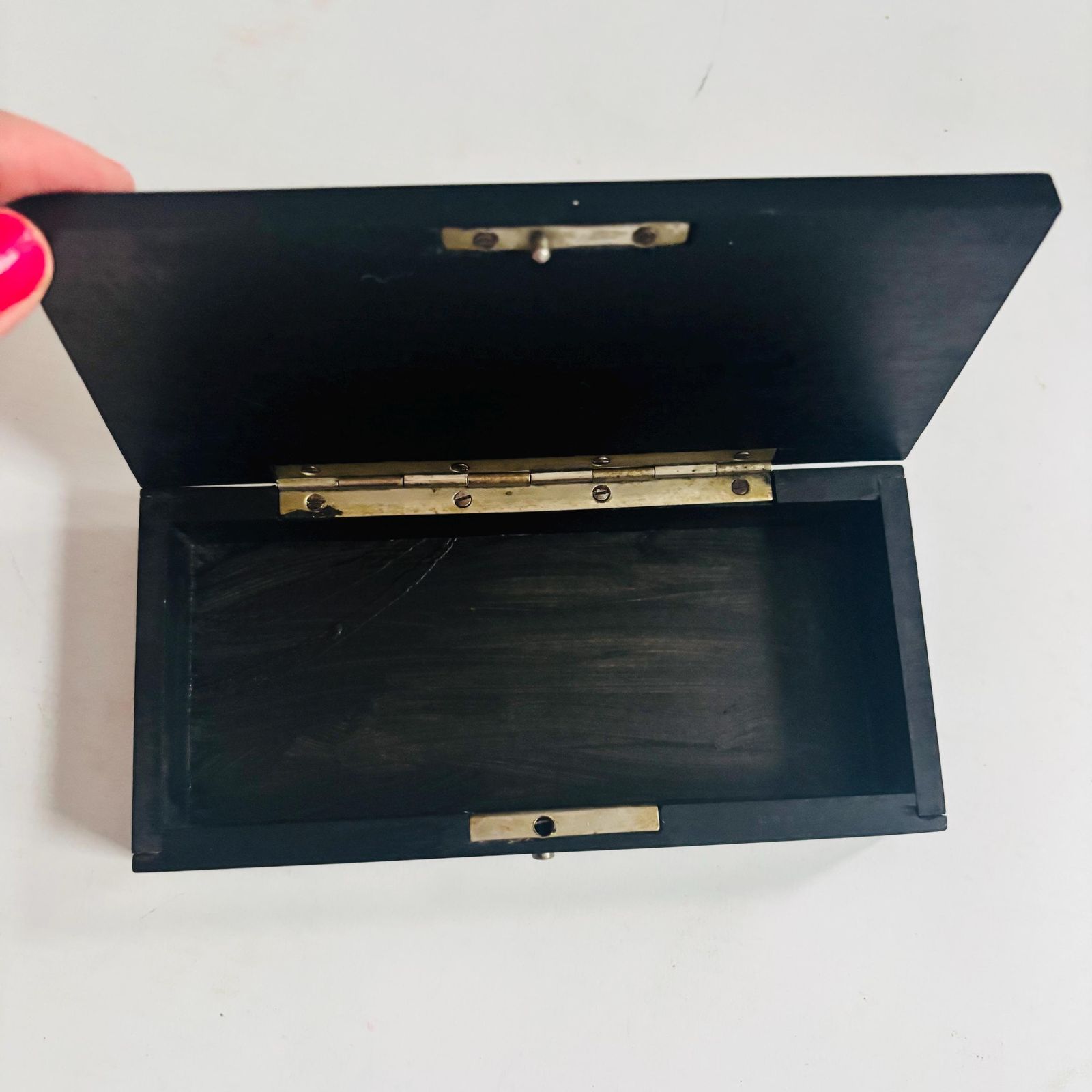 Rare 1910 Antique Wood Keepsake Box | Collector's Item |Trinket/Jewellery Box | Marked 'Ebony' photo buy