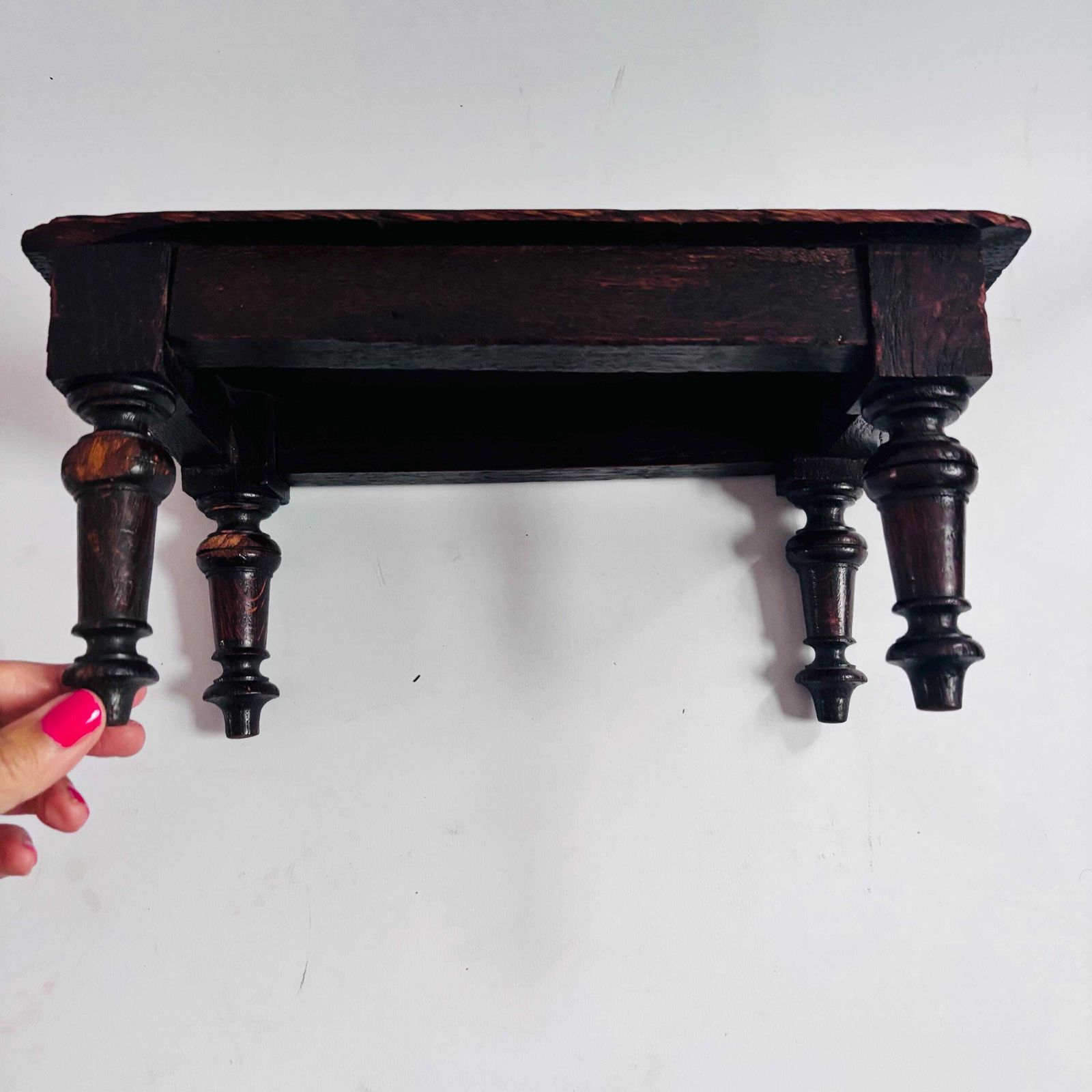 photo vinterior Antique Ebonized Oak Apprentice Table: 18t80s English Rustic Design Meditation Rare   Wear