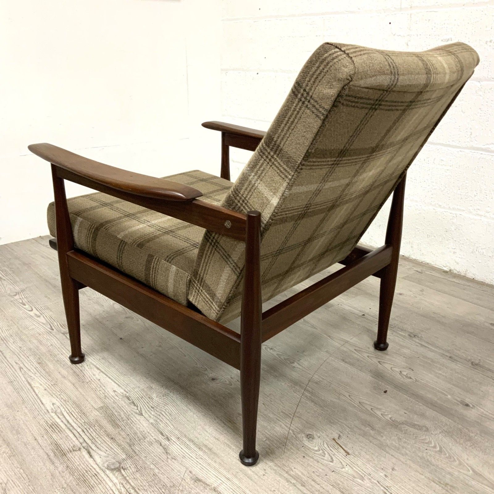 Vintage Guy Rogers Manhatten Reclining Teak Lounge Armchair C. 1960 photo for sale