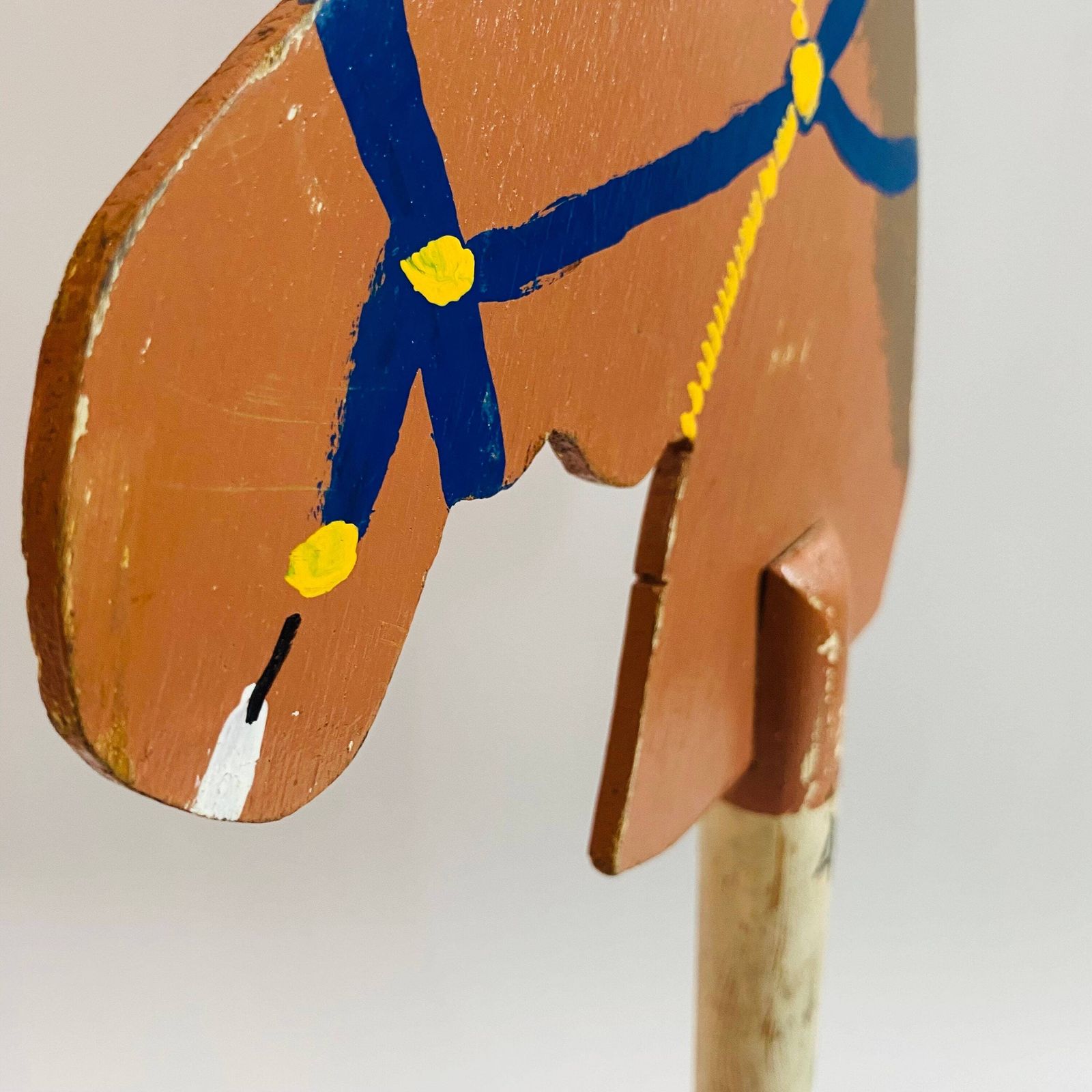Vintage Handmade Wooden Fairground Horse: Rustic Folk Art Decor photo vintage