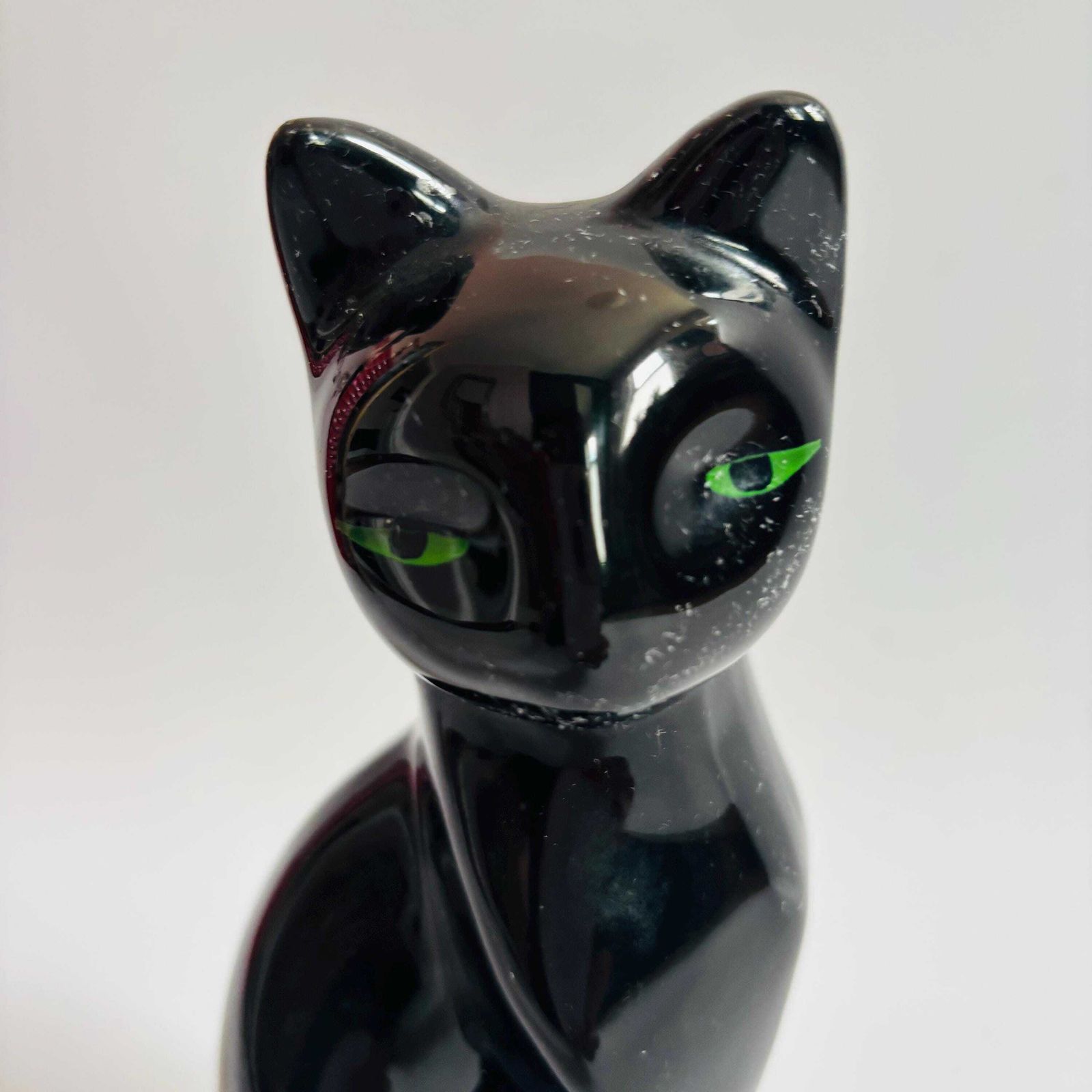 Mid Century Taiwanese Black Cat Figurine: 1960s Ceramic Artmark Decor photo for sale