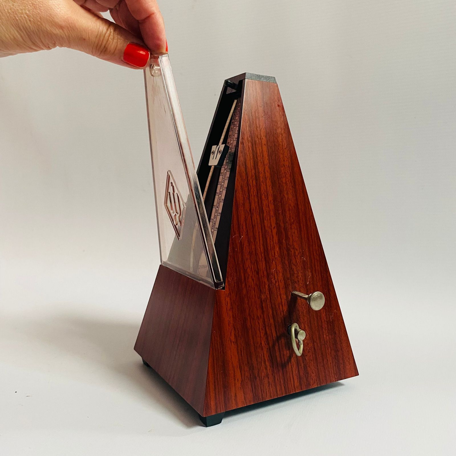 Musical Aid 1960s Wittner Metronome With Bell: Walnut Veneer, German Made photo Home Decor