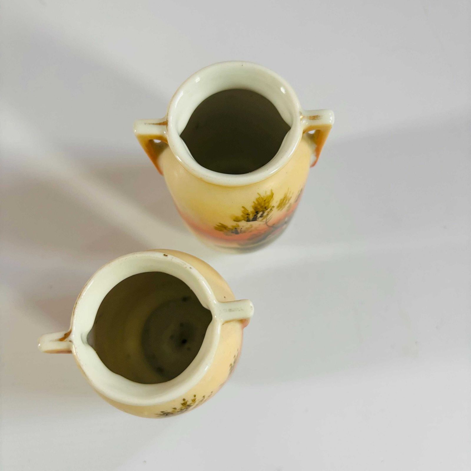 Antique Noritake Miniature Vases: Hand Painted Japanese Porcelain Urns photo vinterior