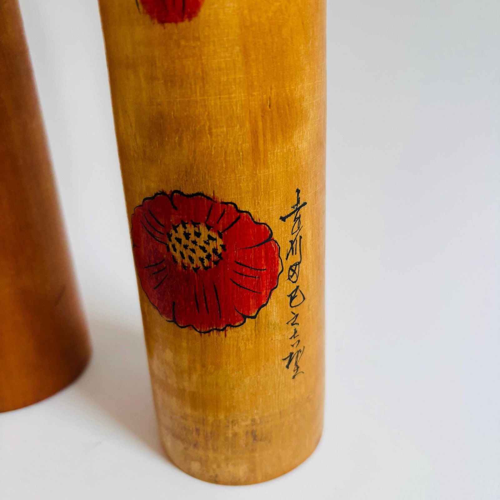 1950s Large Kokeshi Doll Pair: Signed Japanese Folk Art. photo for sale