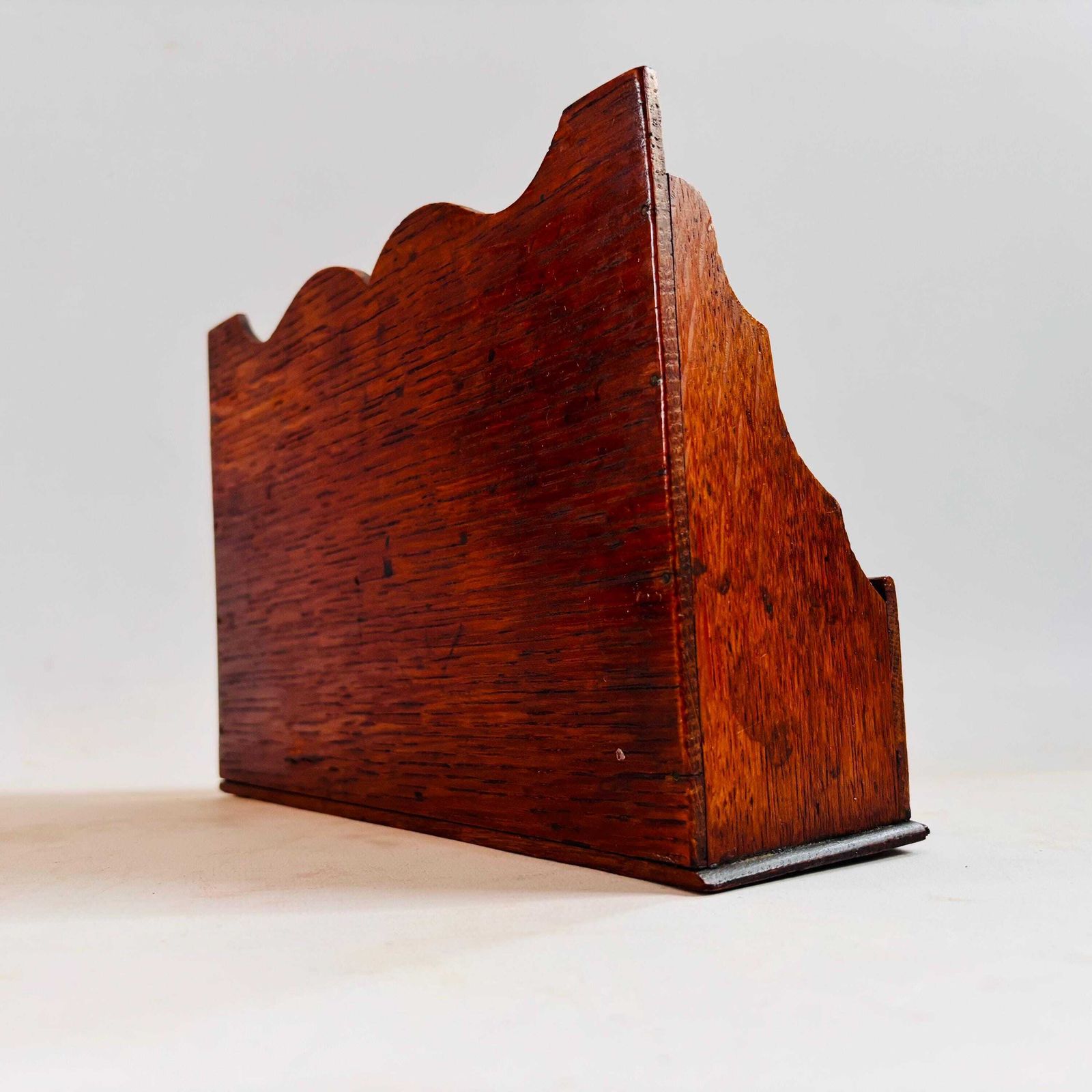 Antique Oak Letter Rack | Small Edwardian Desk Organiser | Solid Oak Mail Holder photo Home Decor