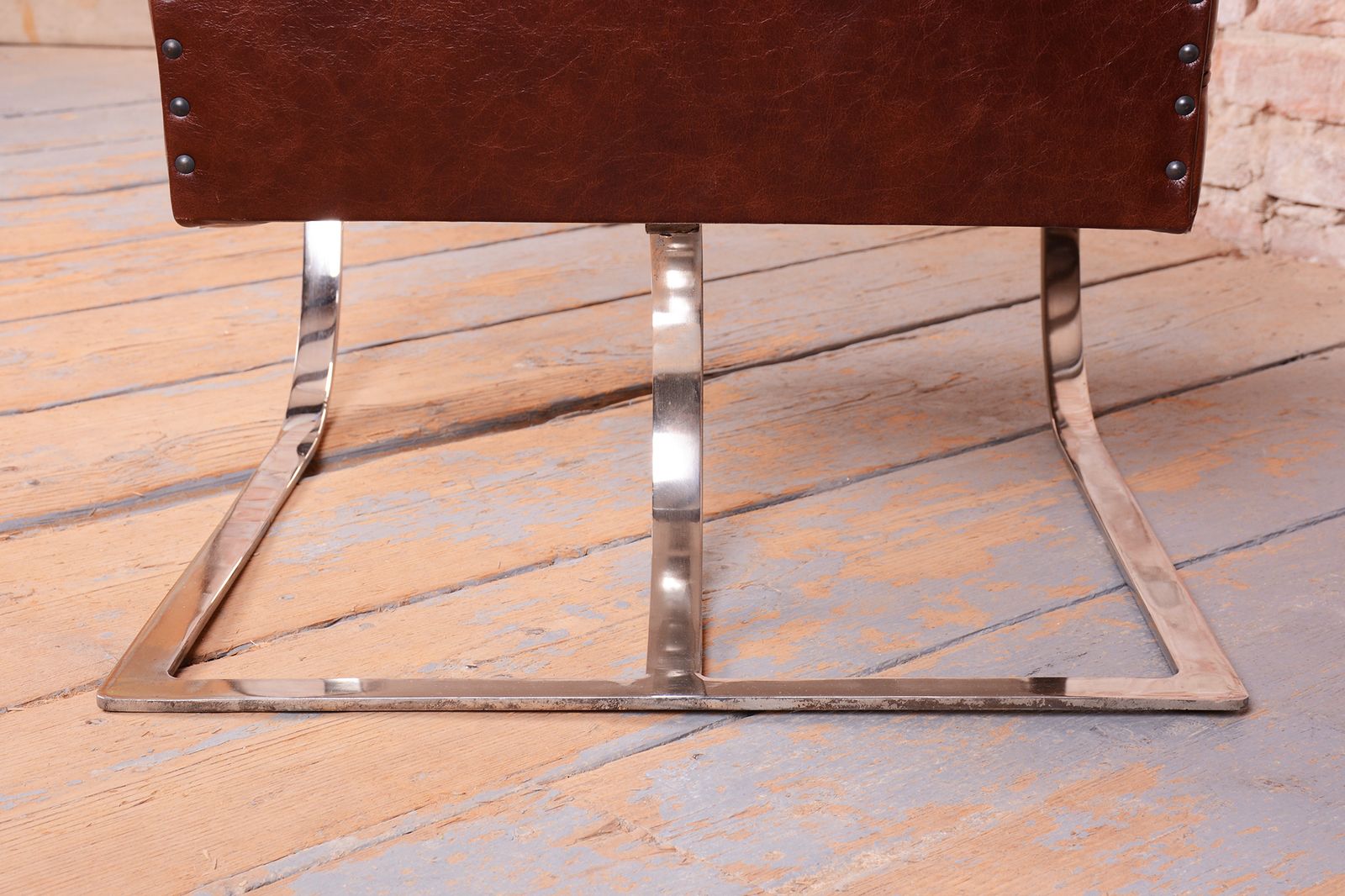 photo furniture Pair Of Restored Bauhaus Armchairs, Leather, Nickel, Steel, Oak, Czech, 1920s