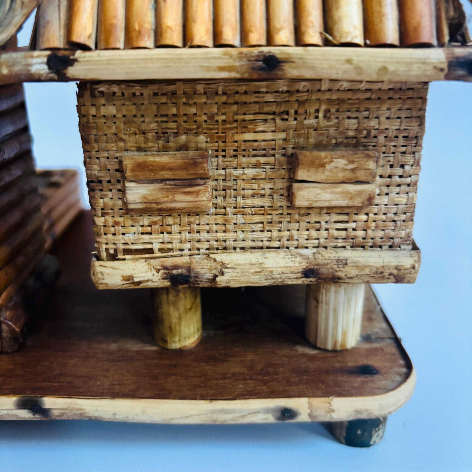 photo furniture Kitsch Bamboo Ashtray & Cigarette Holder, Handmade Hawaii Souvenir