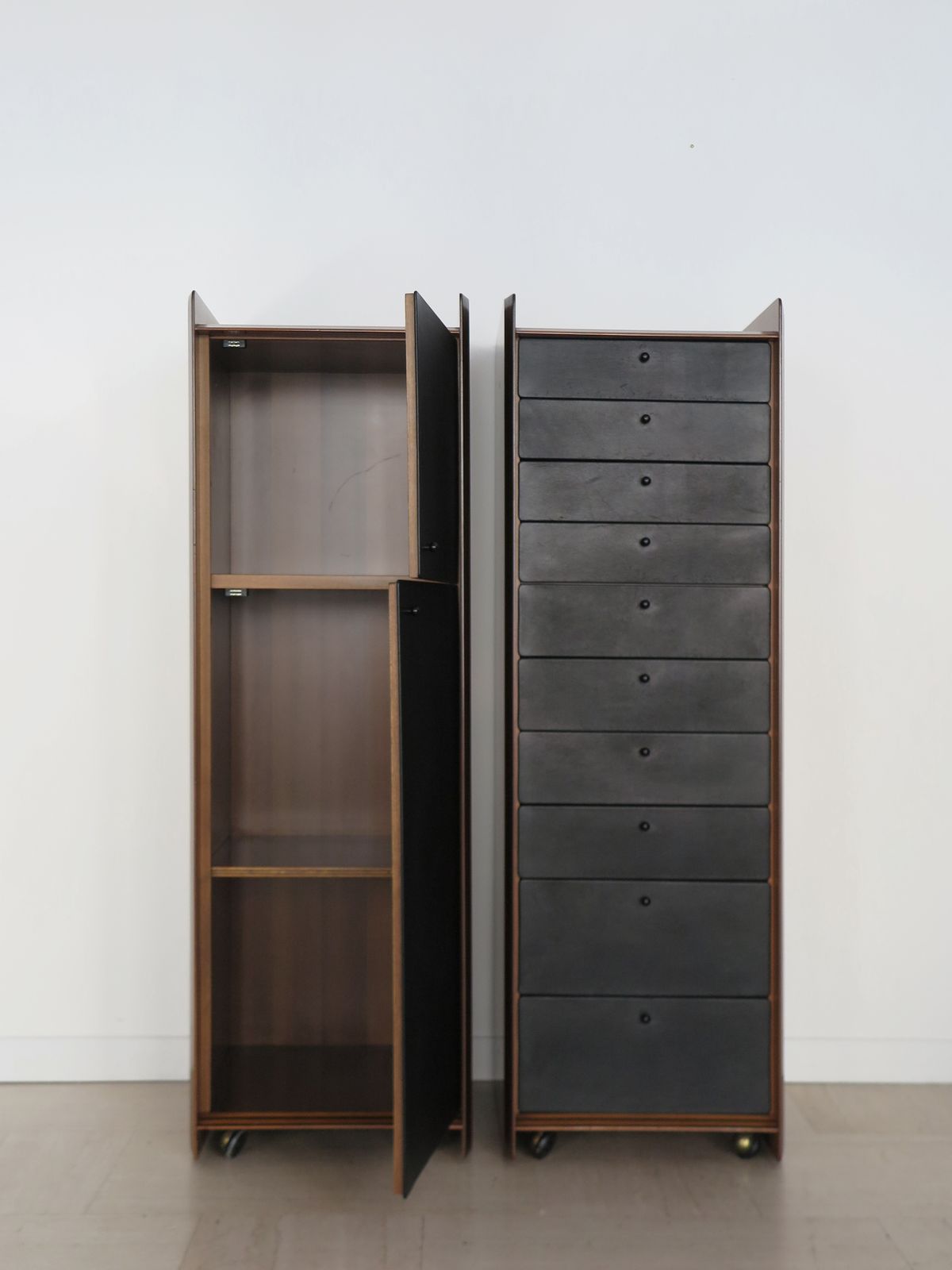 Afra & Tobia Scarpa For Maxalto Wood And Leather Storage "Artona "Serie, Italy 1970s photo furniture
