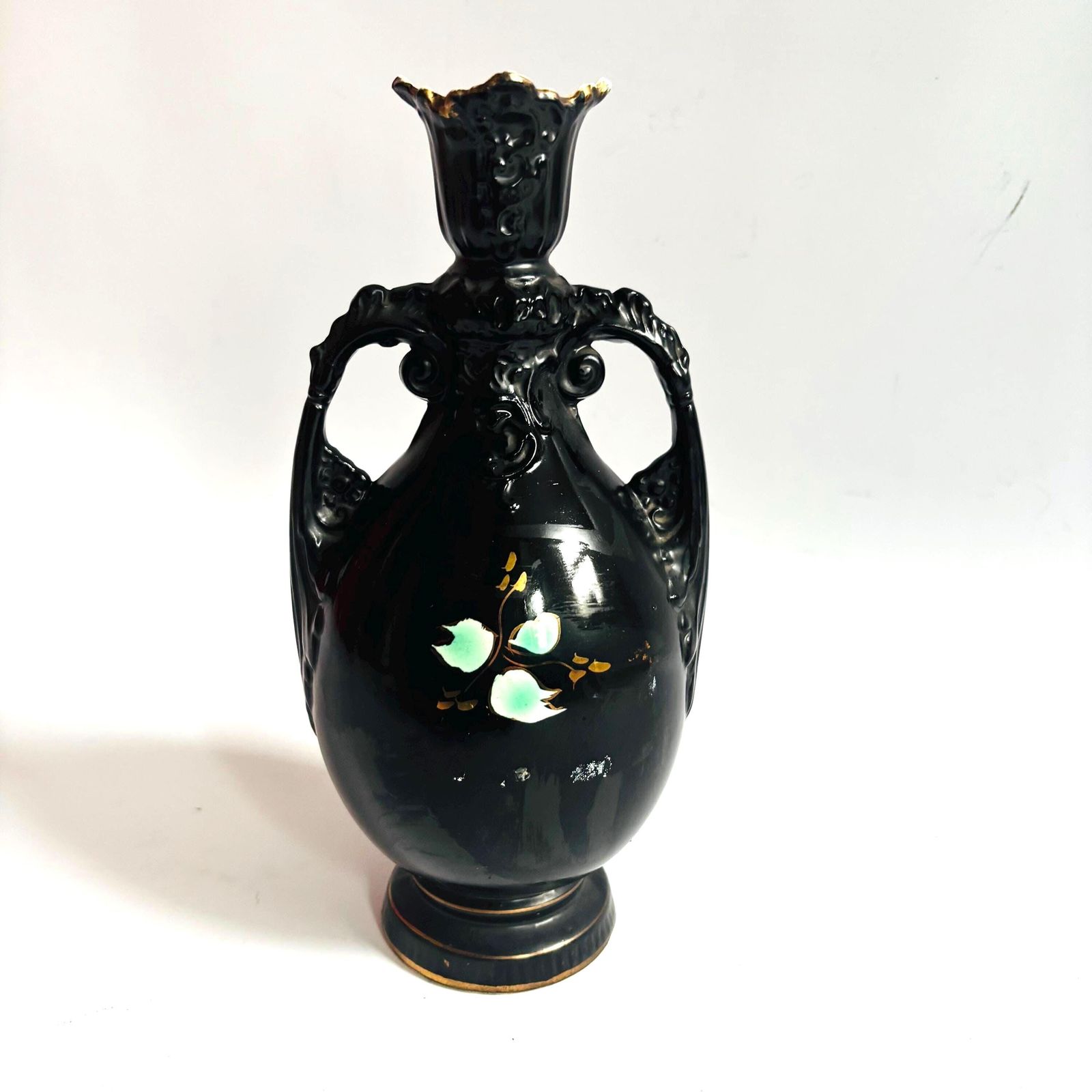 Antique Victorian Ceramic Vase: Floral Paintings, Gold Gilt, Made In England. photo buy