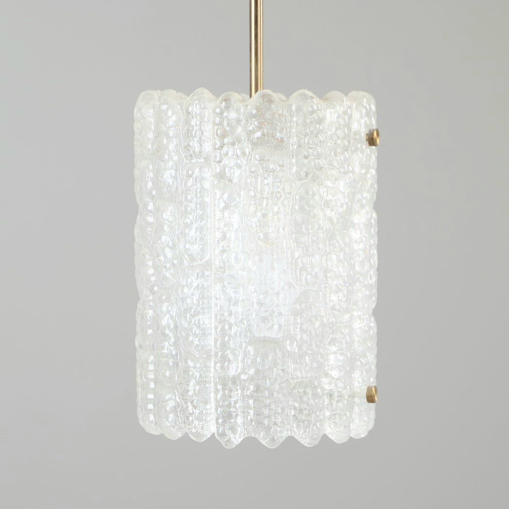 Mid Century Crystal Glass & Brass Ceiling Light By Carl Fagerlund For Orrefors, Sweden, 1960s photo for sale