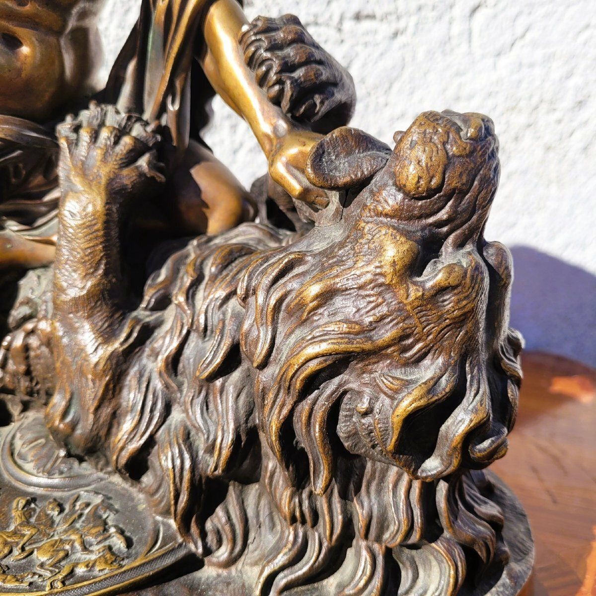 Coinchon, Alexander And The Lion Of Bazaar, Signed Bronze, 19th Century photo for sale
