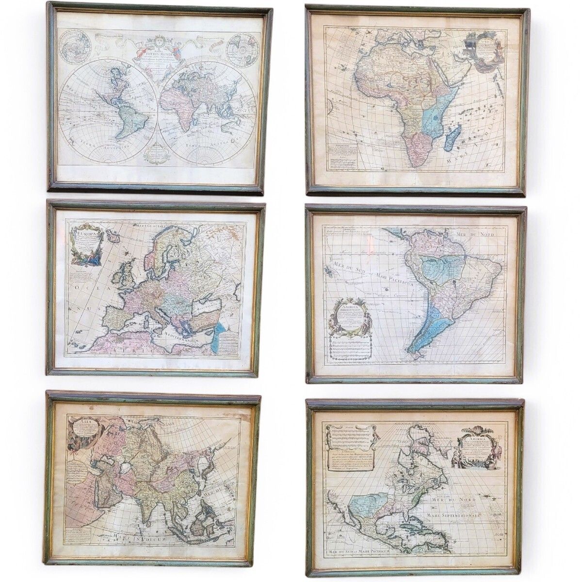 G De L'isle  Ieremiah Wolff  6 Engravings On The Continents, 18th Century