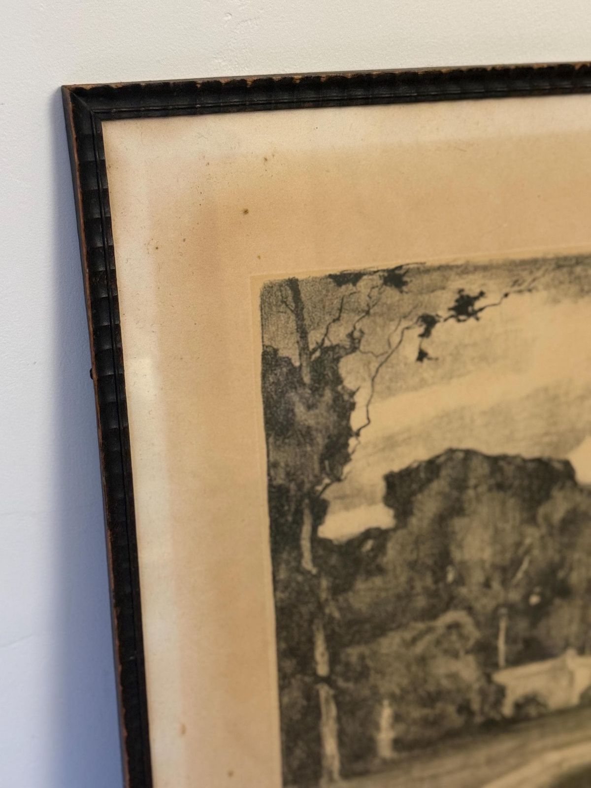 Antique Carved Frame Landscape Sketch photo 190.0