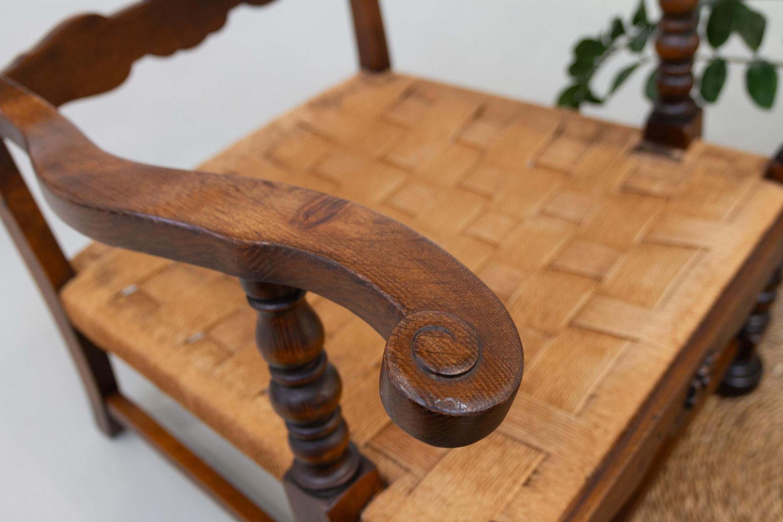Danish Art Nouveau Lounge Chair In Oak And Papercord, 1930s. photo buy