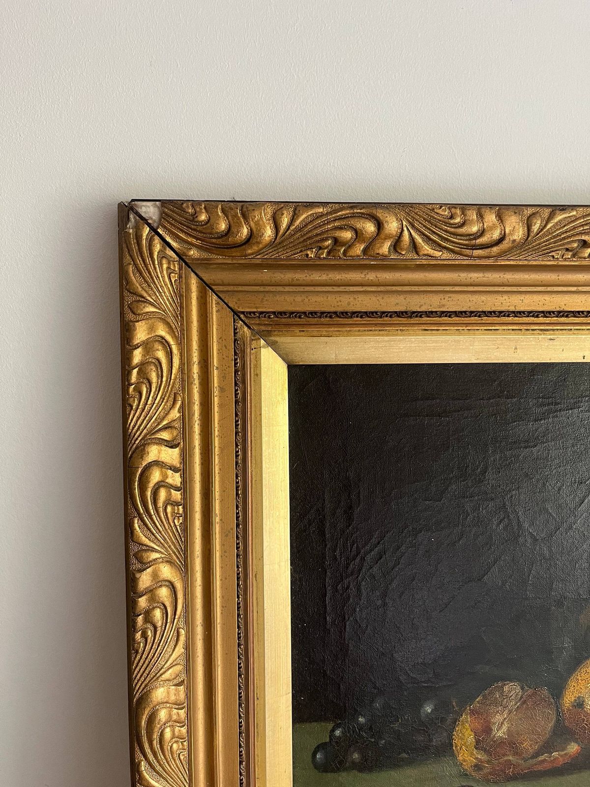 Vintage Framed Still Life Oil Painting photo vintage