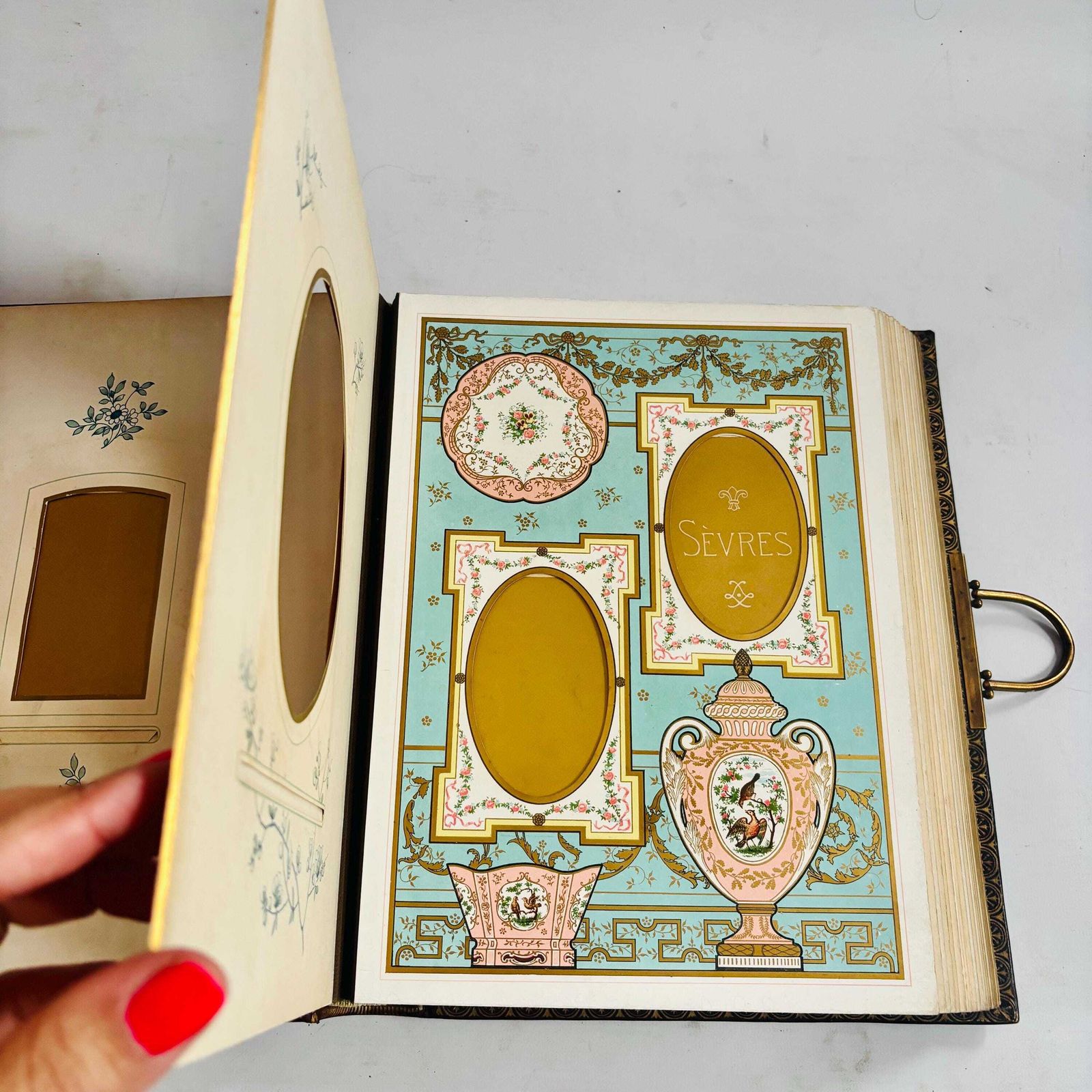 photo buy Antique Victorian Photo Album, Marcus Ward And Co, Pottery And Portraits