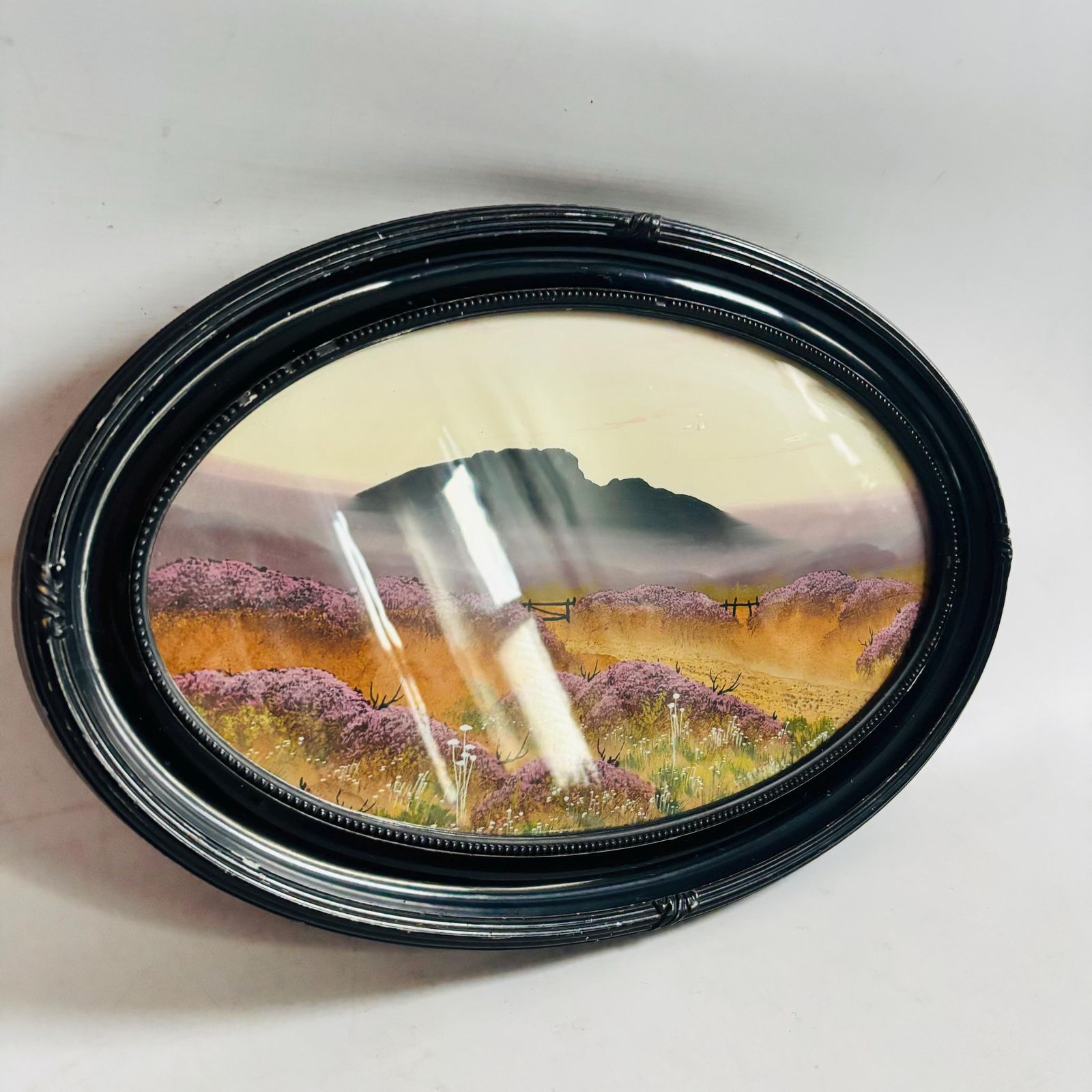 Antique Oval Landscape Painting In Original Ebonised Frame – English Moorland Scene C.1900 photo buy