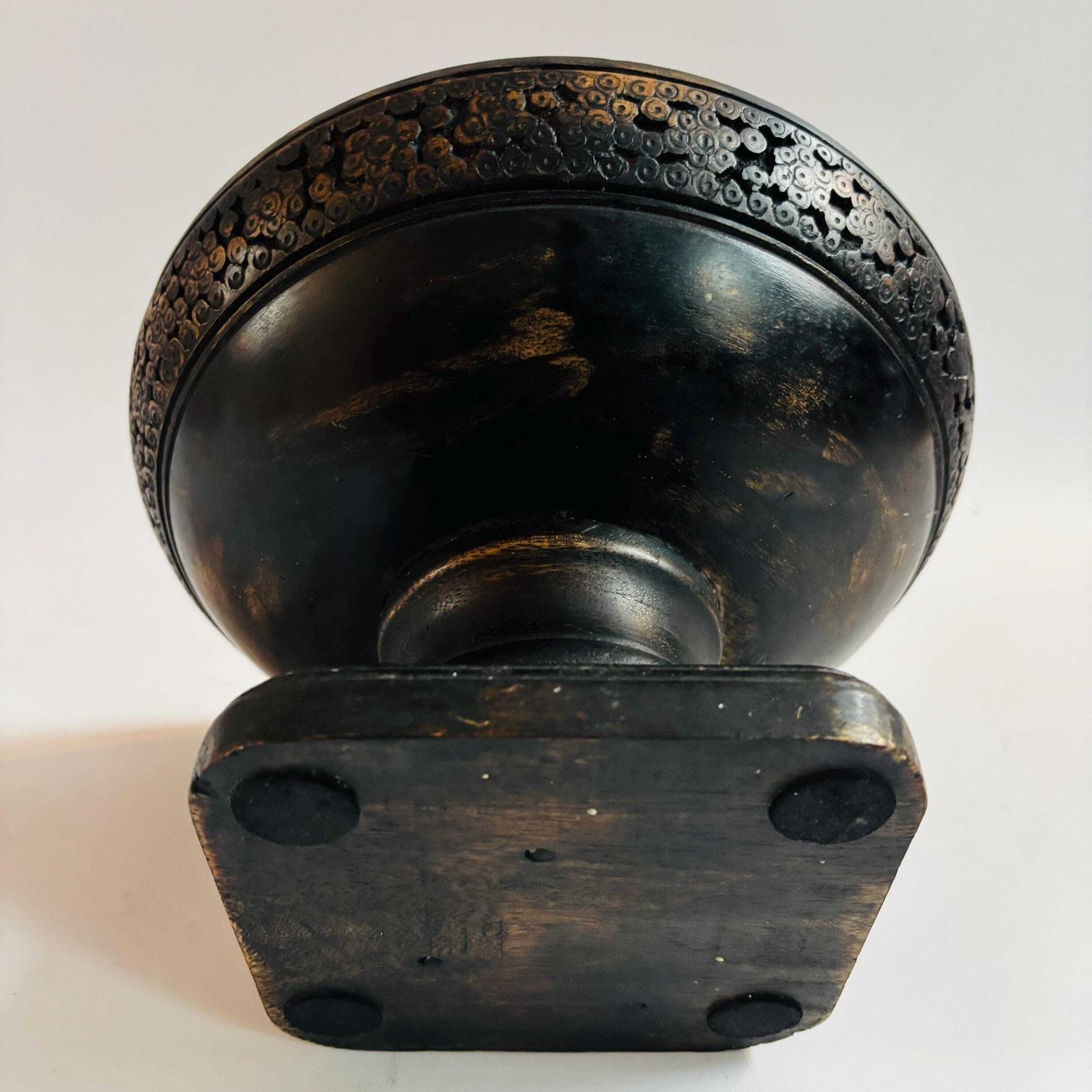 Antique Elm Wood Centerpiece: Rustic Handcrafted Fruit Bowl photo 139.0