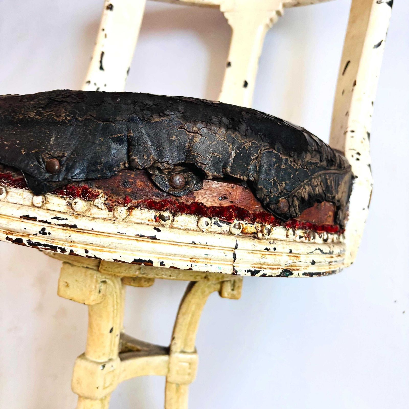 Rare Antique Cast Iron & Mahogany Steamer Ship Captain's Swivel Chair Salvage Project photo Furniture