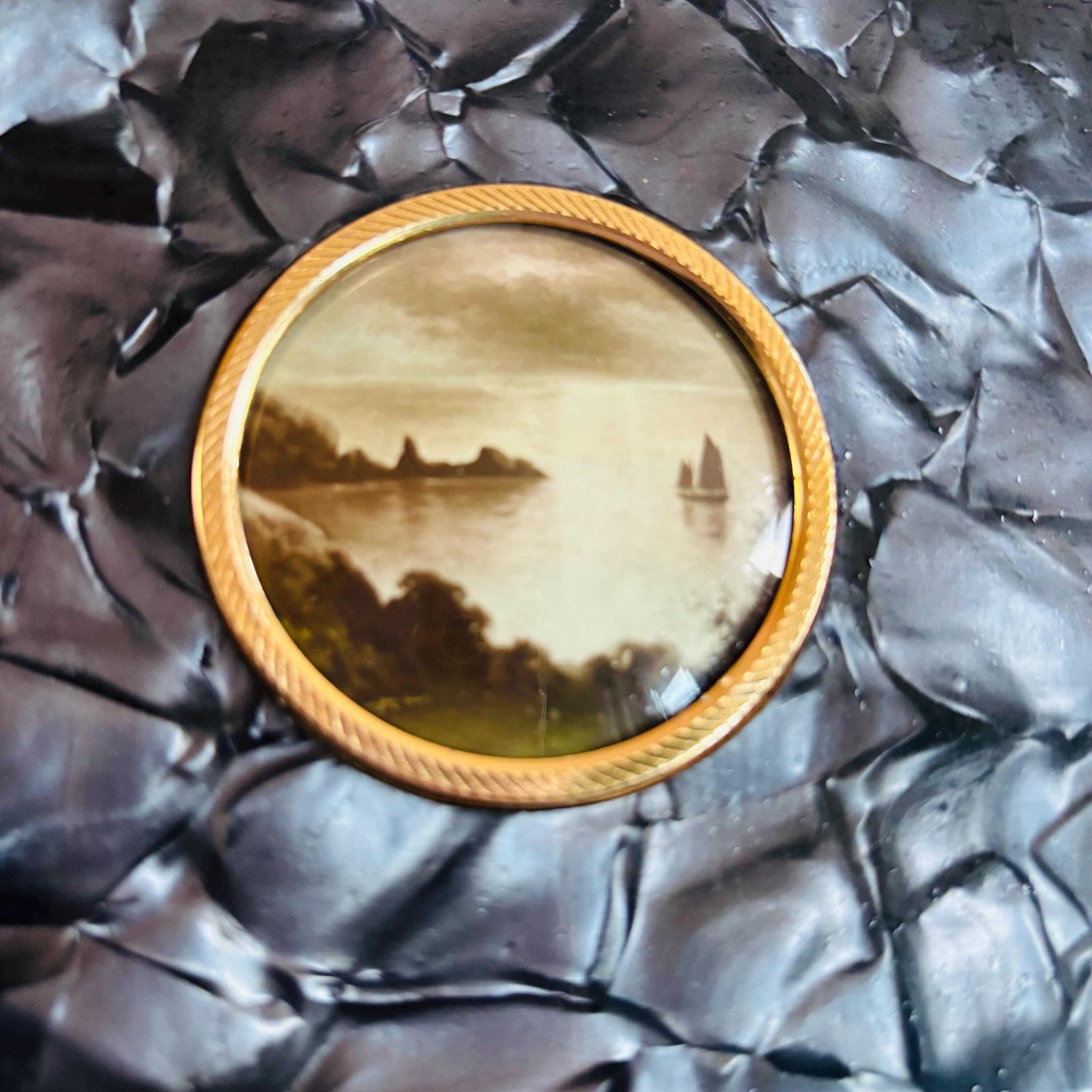 Vintage Swiss Music Box: Blue Marble Bakelite Jewelry Box, 1950s photo vintage