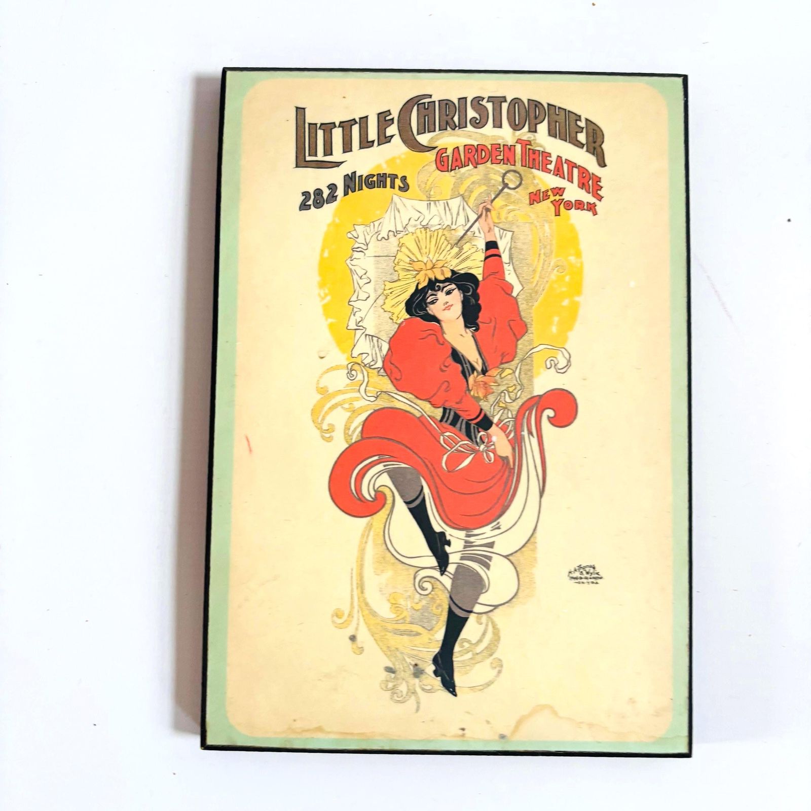 Art Nouveau Lithograph: Little Christopher Garden Theatre Mounted Print