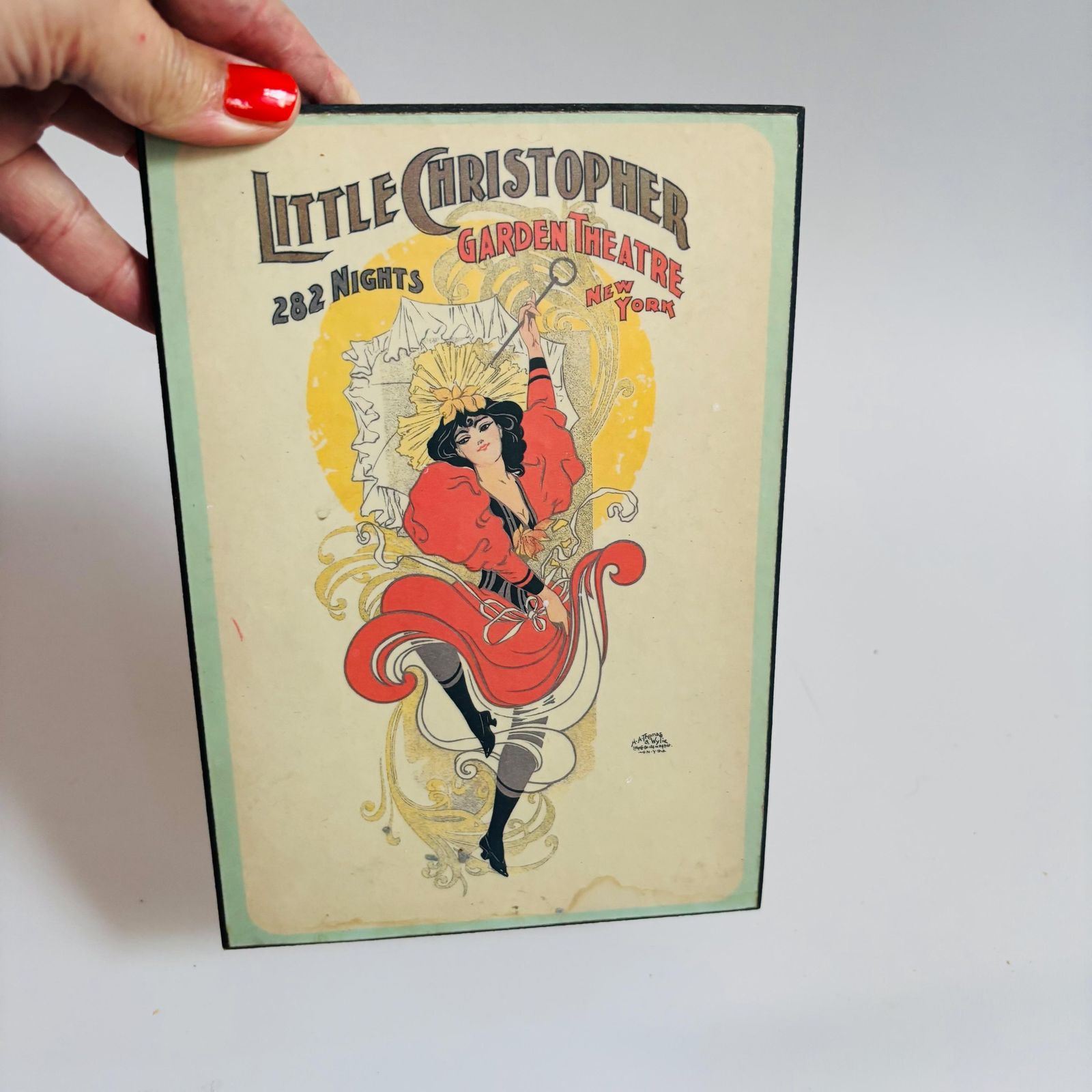 Art Nouveau Lithograph: Little Christopher Garden Theatre Mounted Print photo furniture