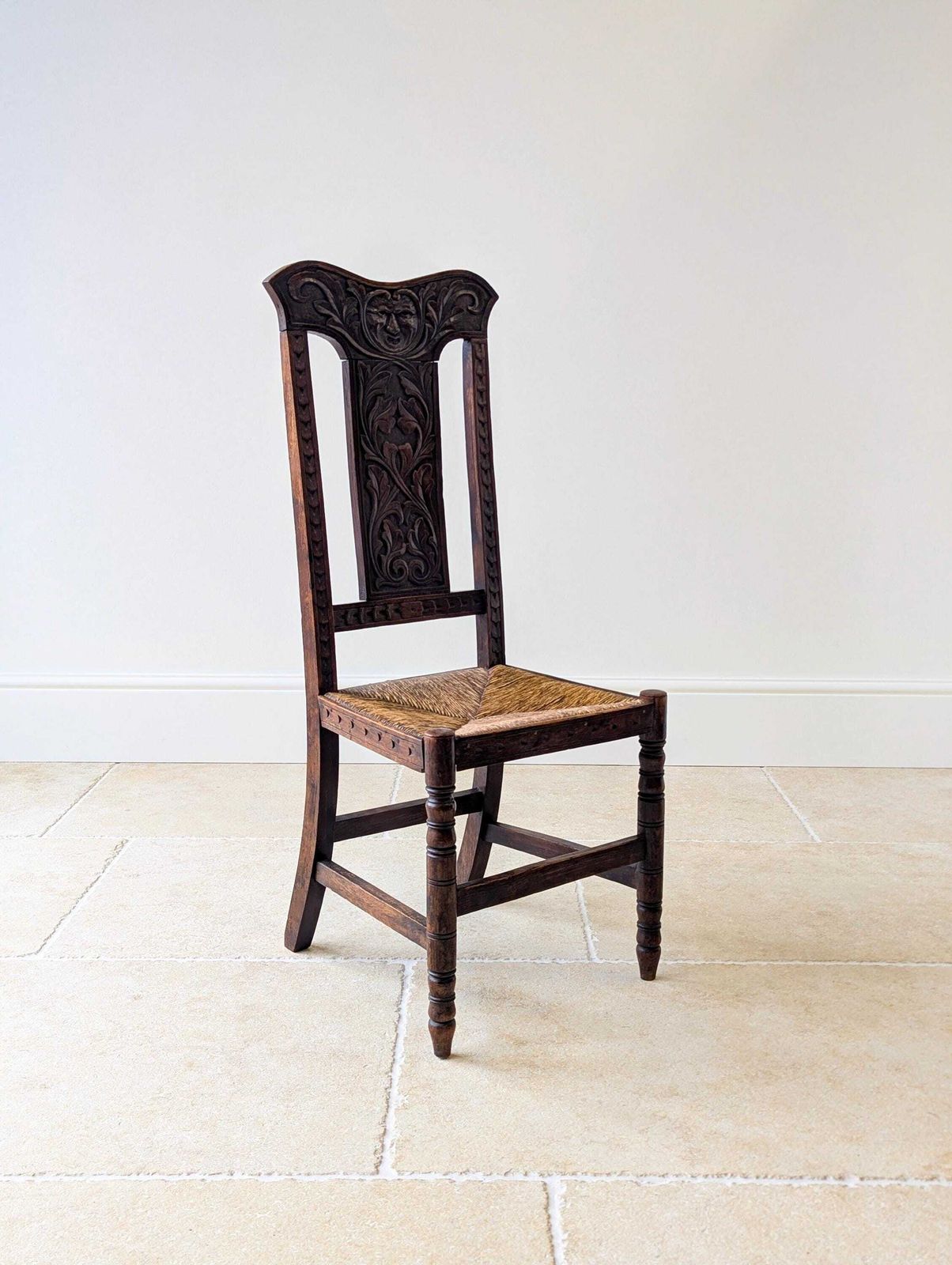 Antique Victorian Carved Oak Green Man Side Chair C.1890 photo Furniture