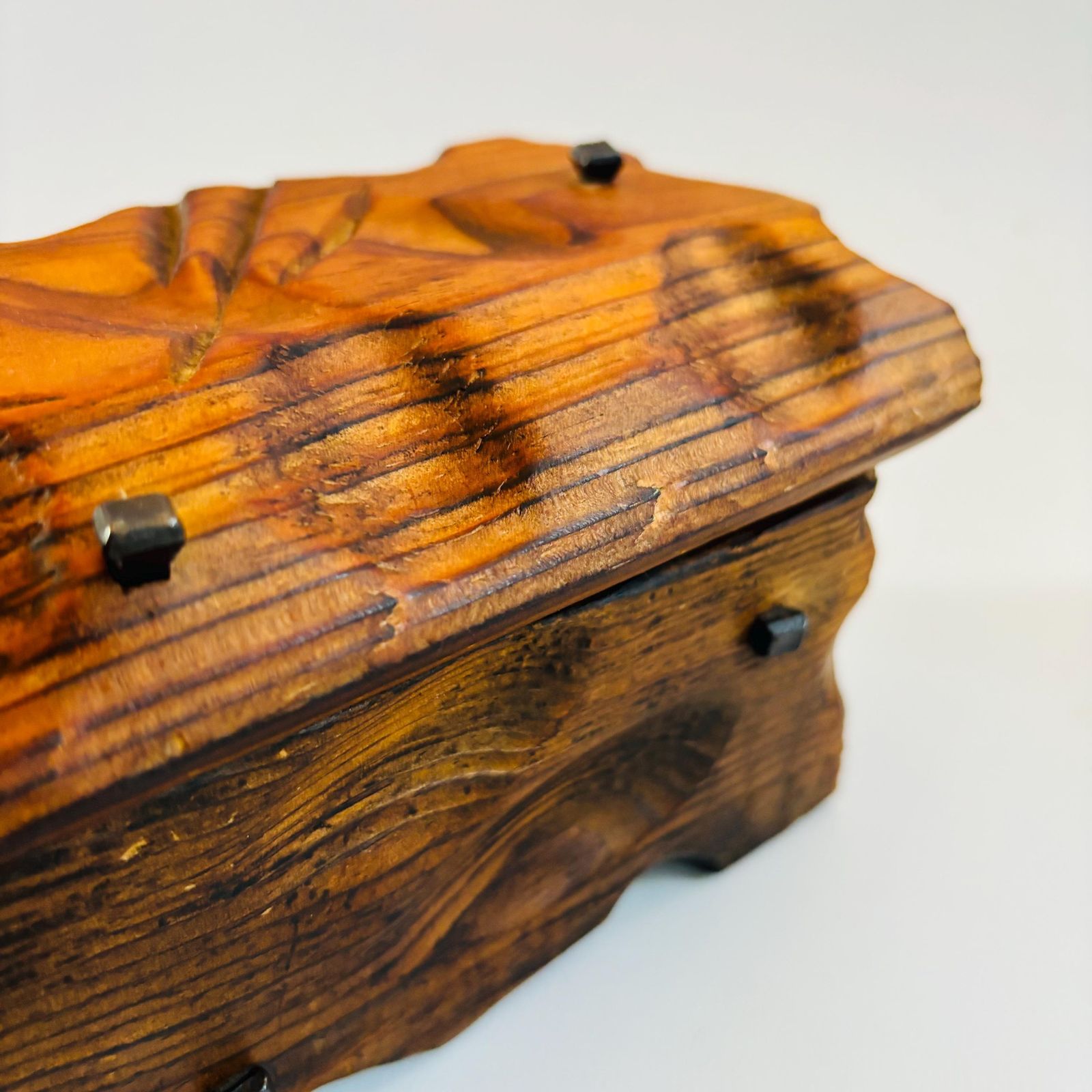 Spanish Mid Century Hardwood Keepsake Box: Naive Art Treasure Box photo for sale