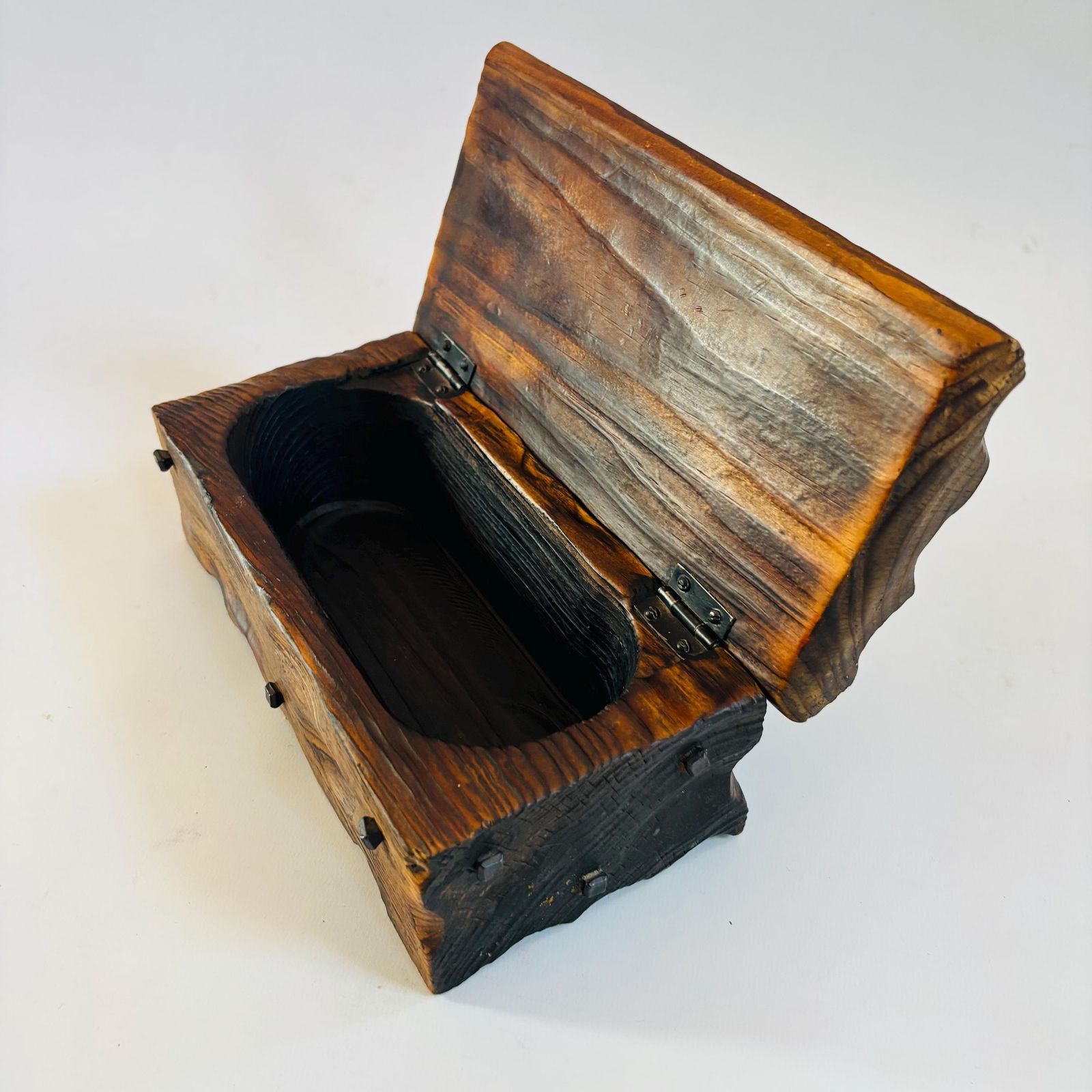 Spanish Mid Century Hardwood Keepsake Box: Naive Art Treasure Box photo 78.0
