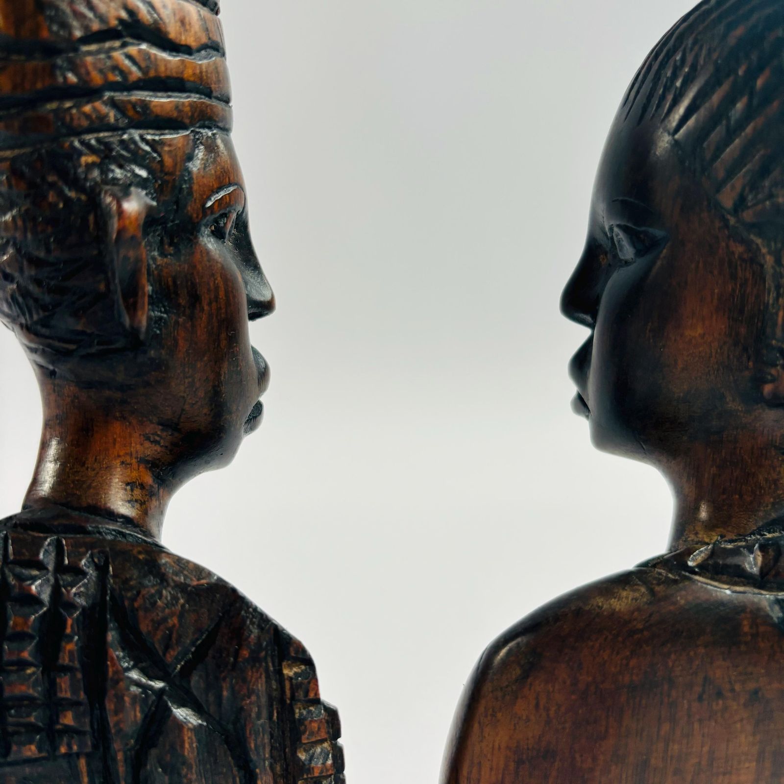 Mid Century Ebony Wood African Couple Busts: Tribal Decor photo for sale