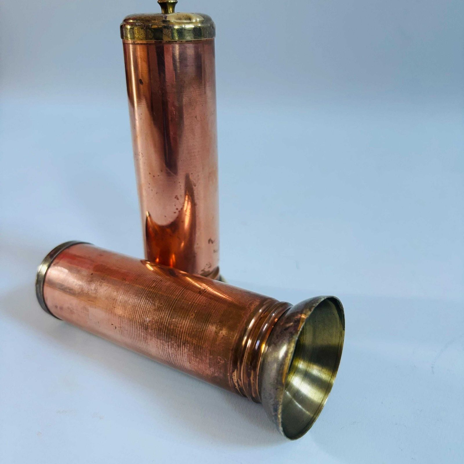 photo furniture Vintage Douro Copper Salt And Pepper Shakers: Mid Century Brass Coppercraft