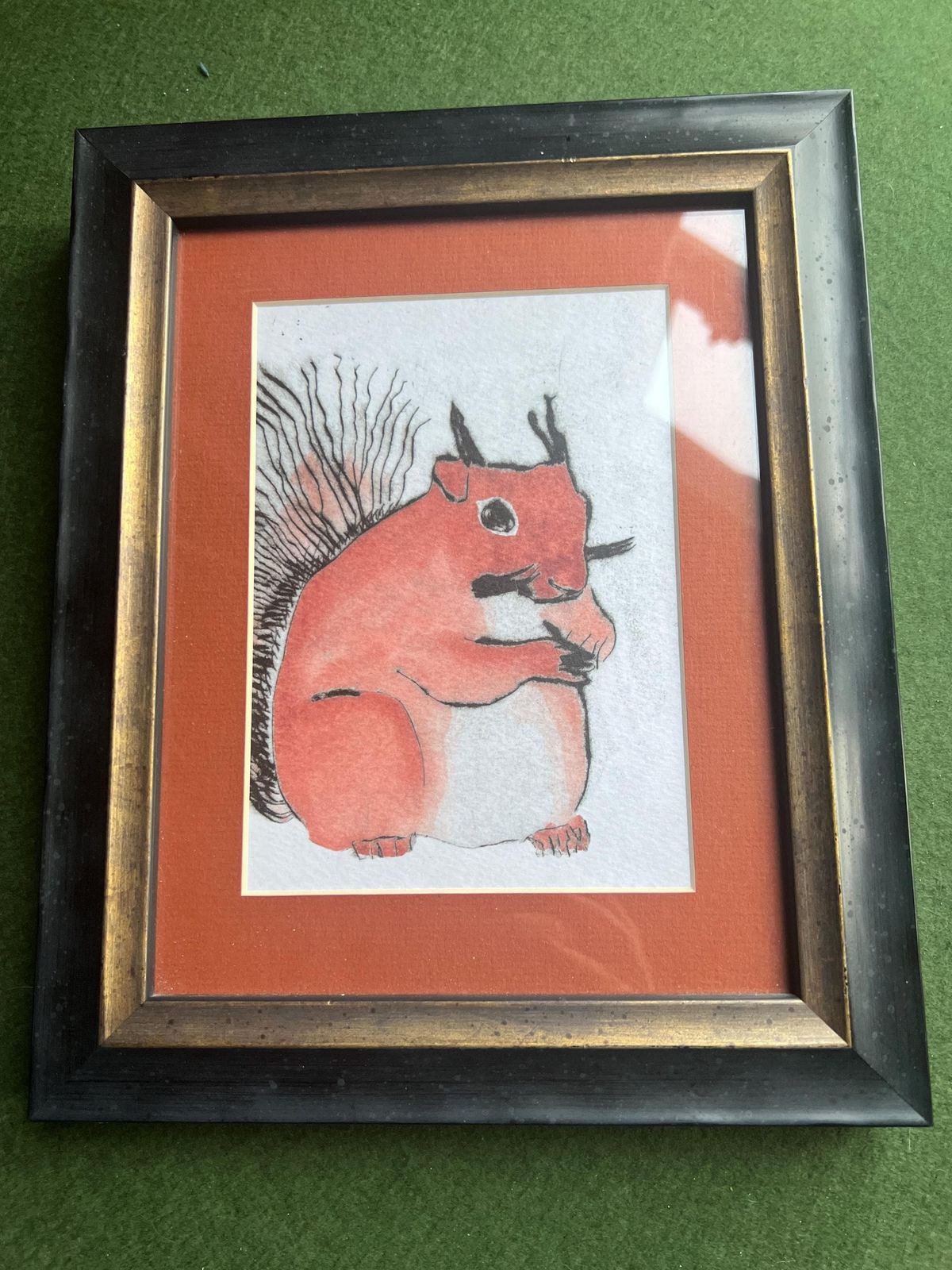 Framed Red Squirrel Original Art. Richard Spare Style Watercolour. Gallery Wall Art.