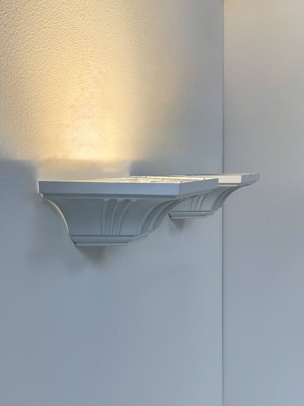 Pair Of Vintage Wall Lights, Moulded Pressed White Matte Abs, France, 1980. photo for sale