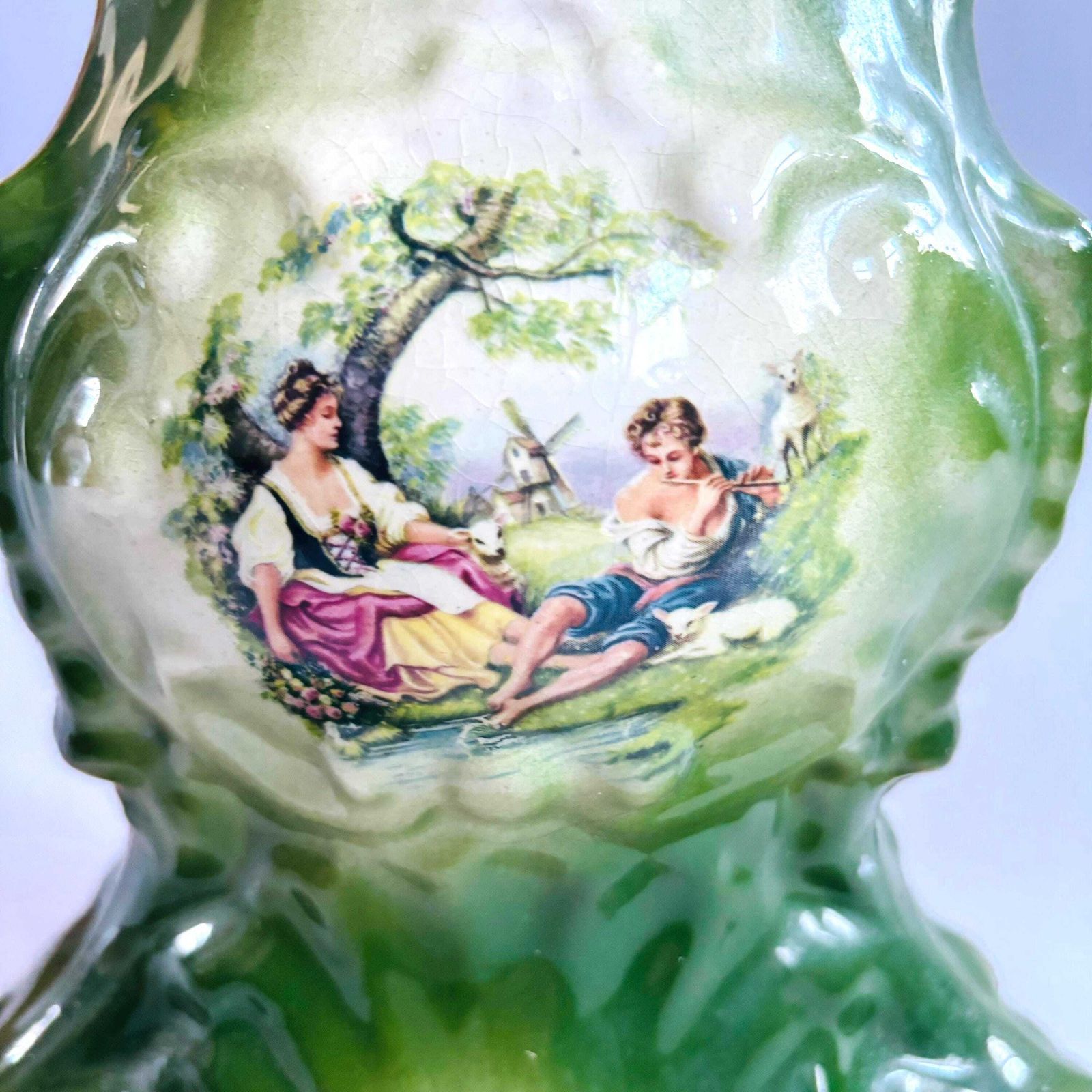 Klm Royal Staffordshire Jardinière: 1950s Mid Century Green Pottery Plant Stand photo vinterior
