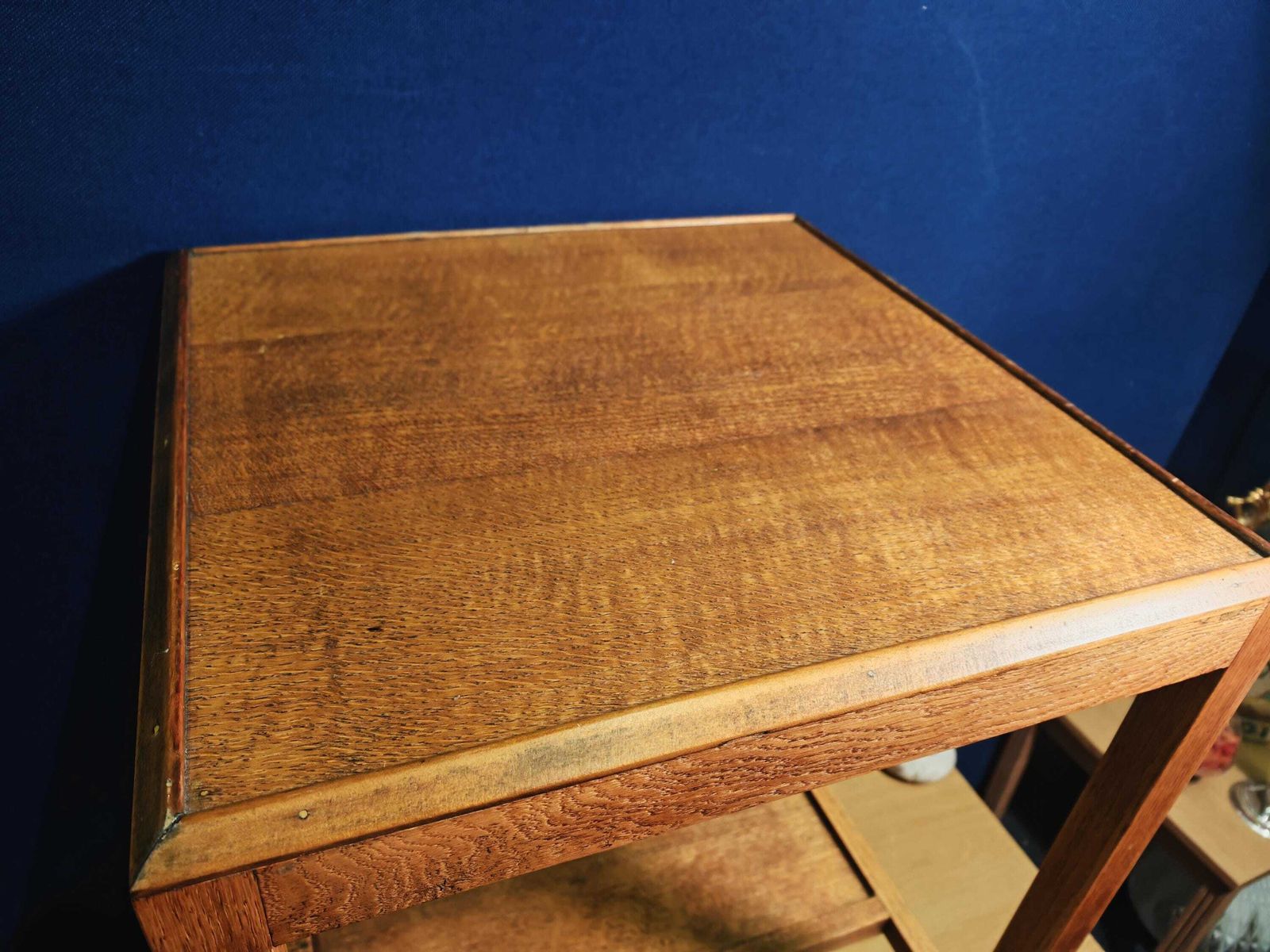 Vintage Square Mid Brown Table   1940s Wartime Government Utility Furniture Scheme   51cm Depth And Width   61cm Tall photo for sale