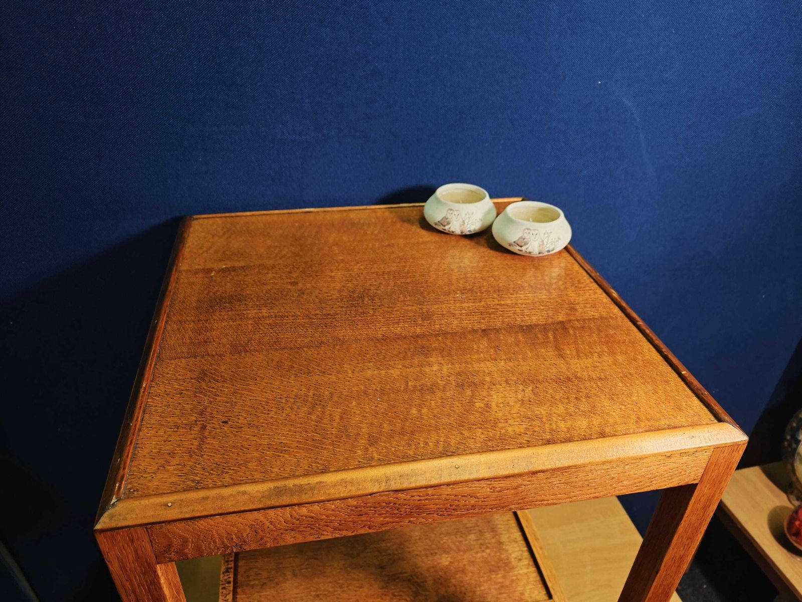 photo for sale Vintage Square Mid Brown Table   1940s Wartime Government Utility Furniture Scheme   51cm Depth And Width   61cm Tall