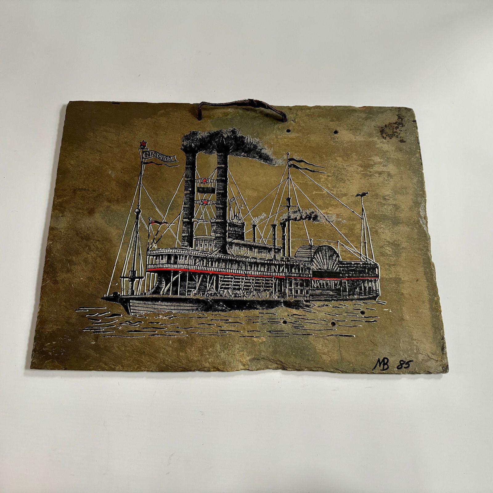 photo furniture Antique Steamboat Natchez Slate Art: Hand Painted New Orleans Scene
