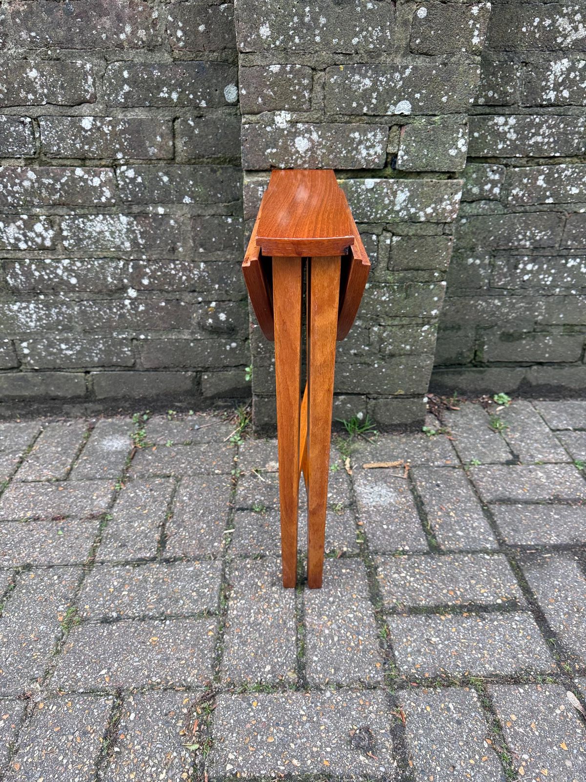 photo for sale Vintage Retro Scandinavian Style Folding Side Table – Retro Teak Effect Mid Century Table (1)